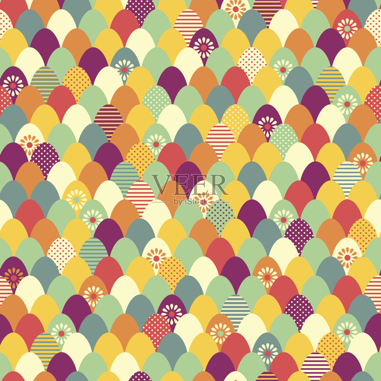 一个彩色无缝复活节彩蛋图案的背景插画图片素材
