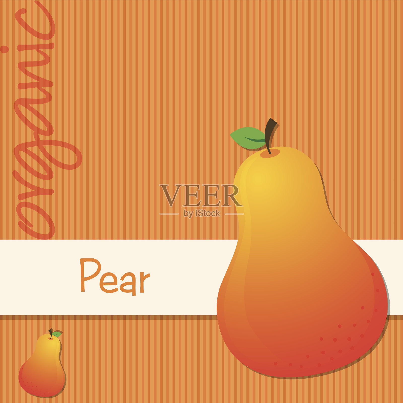 明亮的有机橙色梨卡在矢量格式。插画图片素材