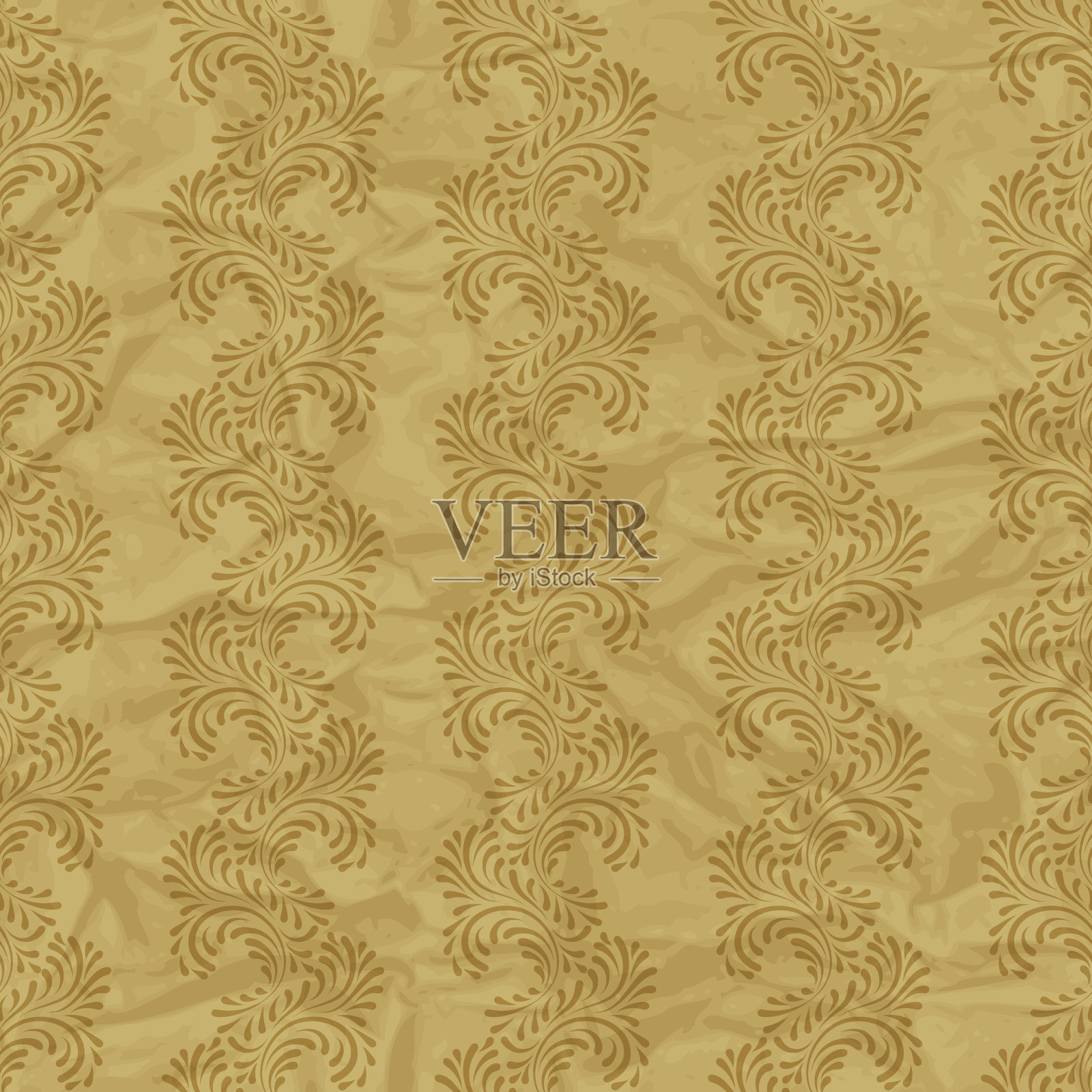 无缝复古墙纸，花卉图案，复古墙纸插画图片素材