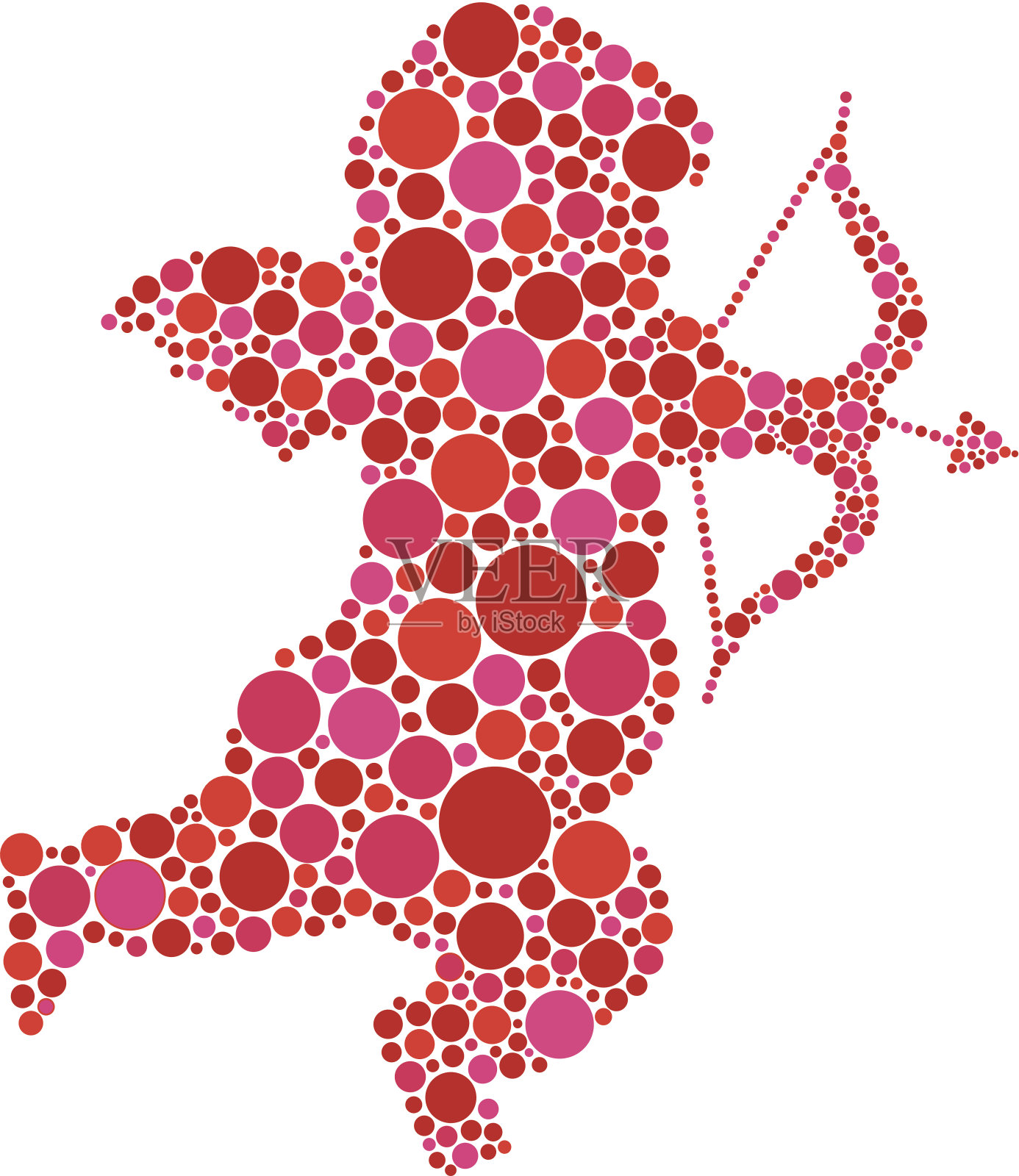 情人节丘比特剪影与点矢量插图插画图片素材