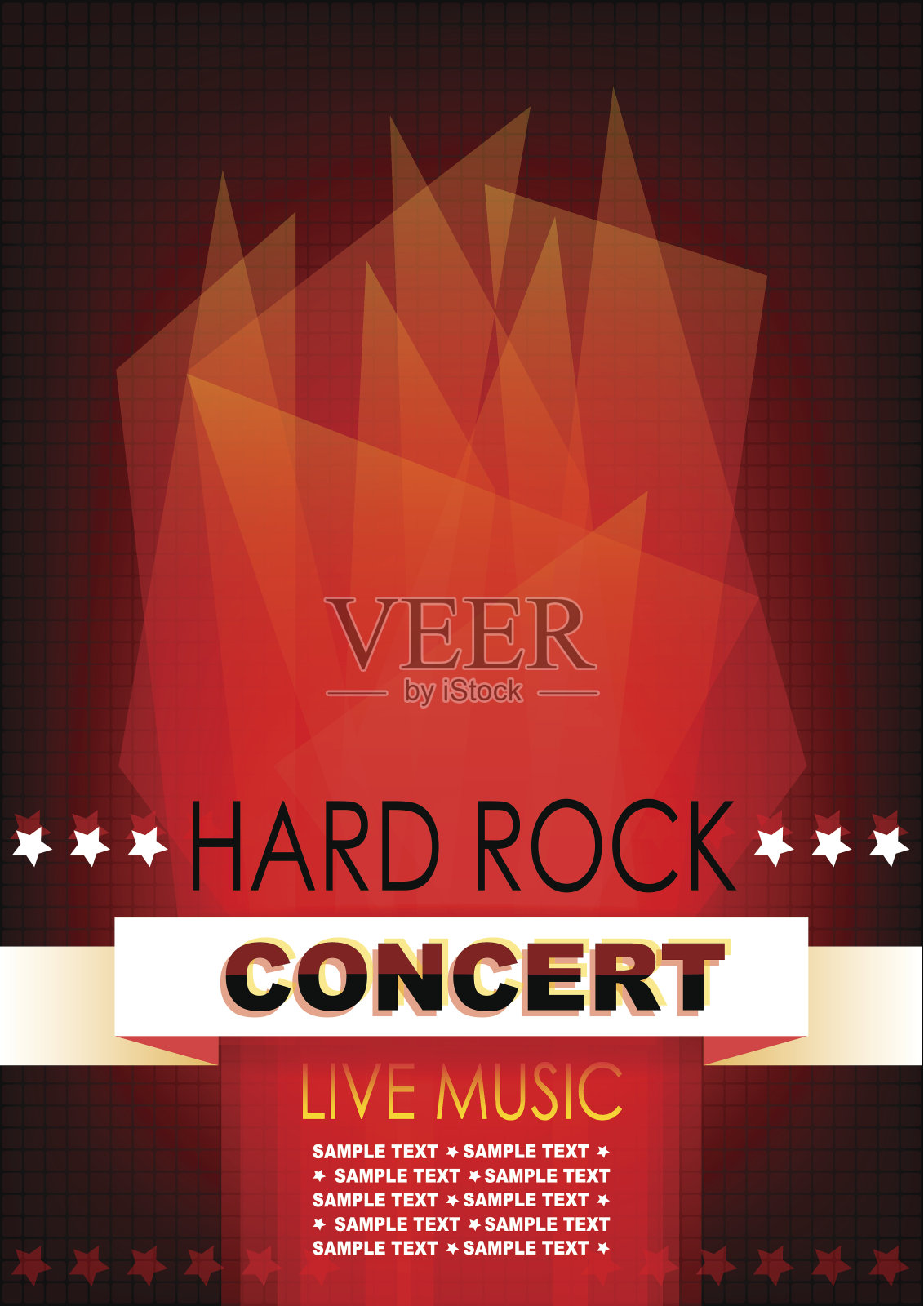 垂直音乐背景与红色抽象元素。设计模板素材