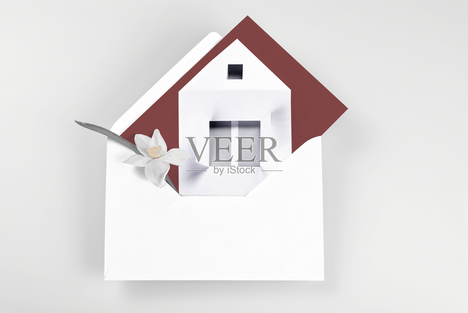 有房子和花的贺卡照片摄影图片