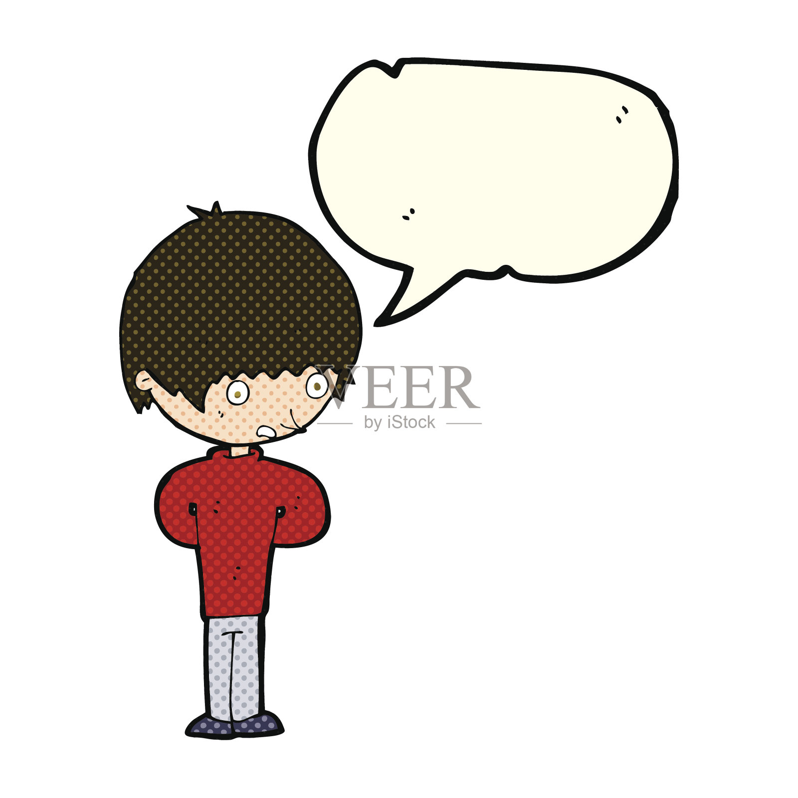 卡通紧张的男孩说话冒泡设计元素图片