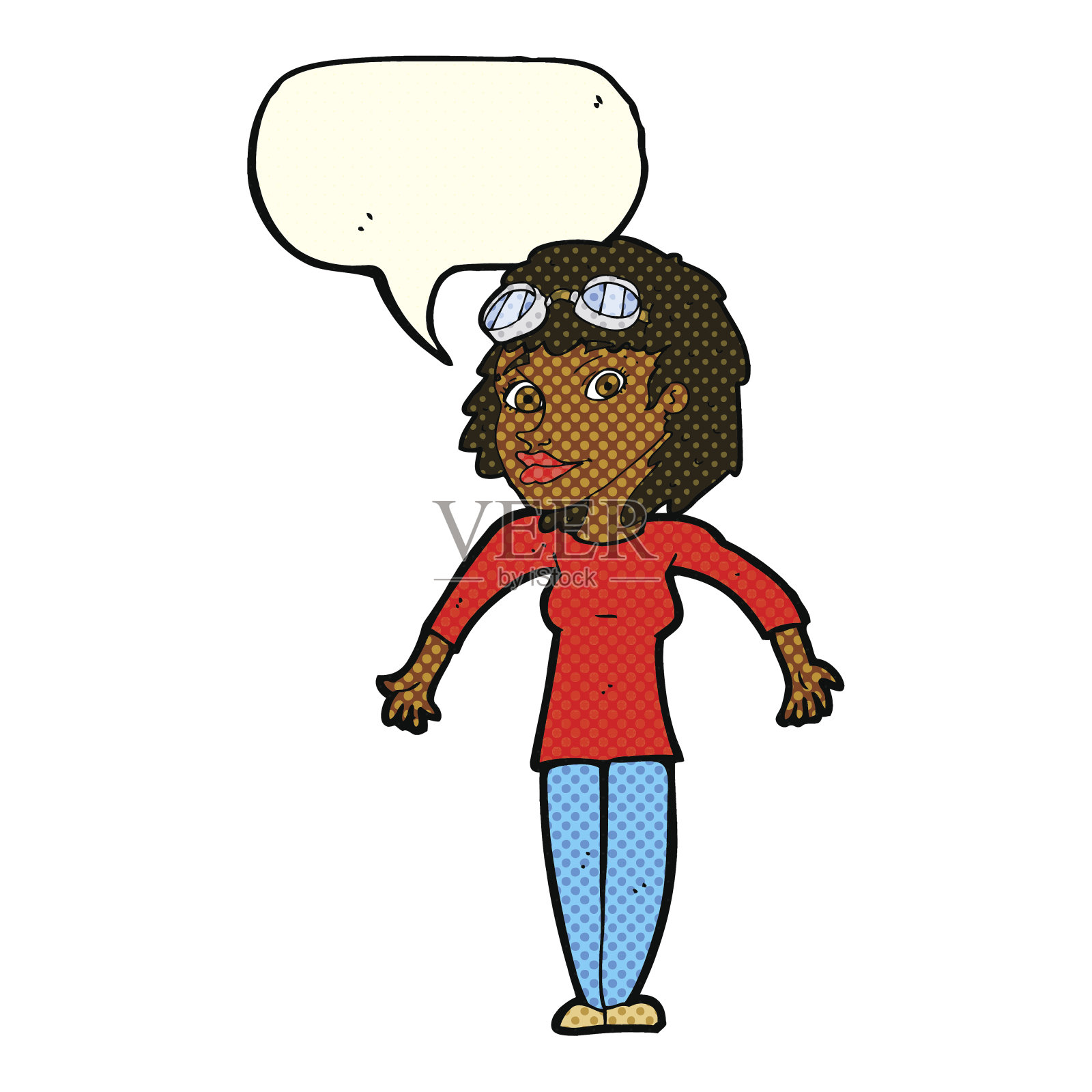 带着泡泡眼镜的卡通女人插画图片素材