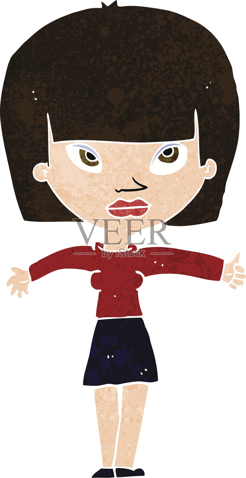 卡通女人竖起大拇指的象征插画图片素材