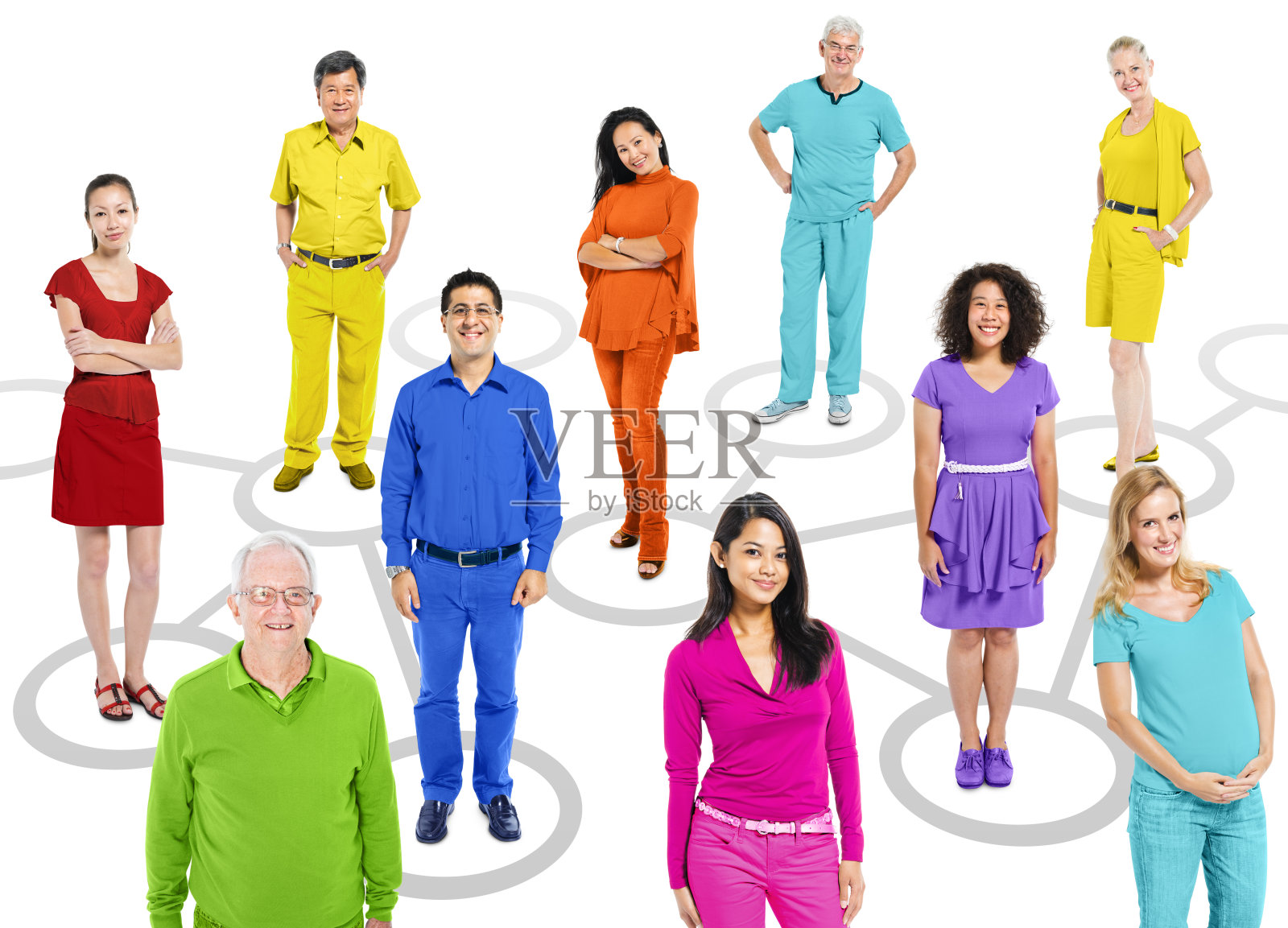 一组多民族的人在一个连接主题图片照片摄影图片