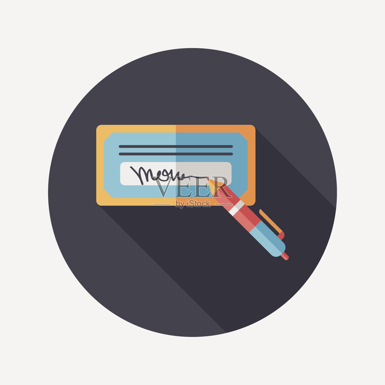 Bill检查长阴影的平面图标，eps10插画图片素材