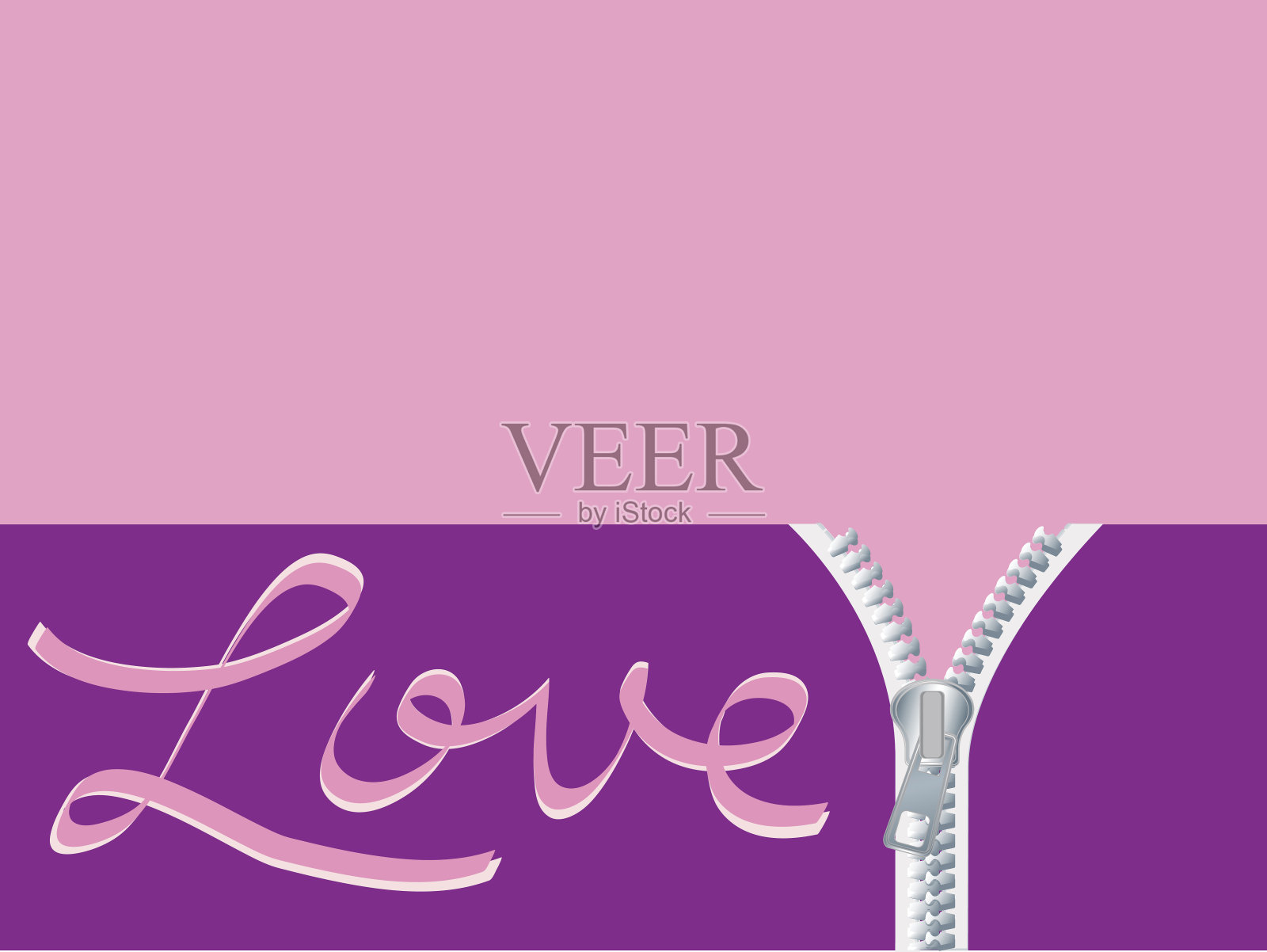 紫色的爱拉链插画图片素材