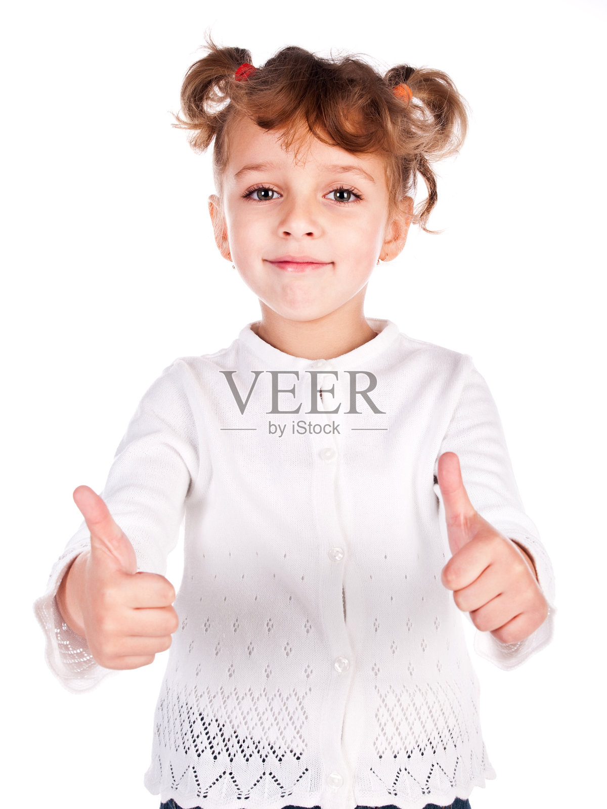 女孩竖起大拇指照片摄影图片