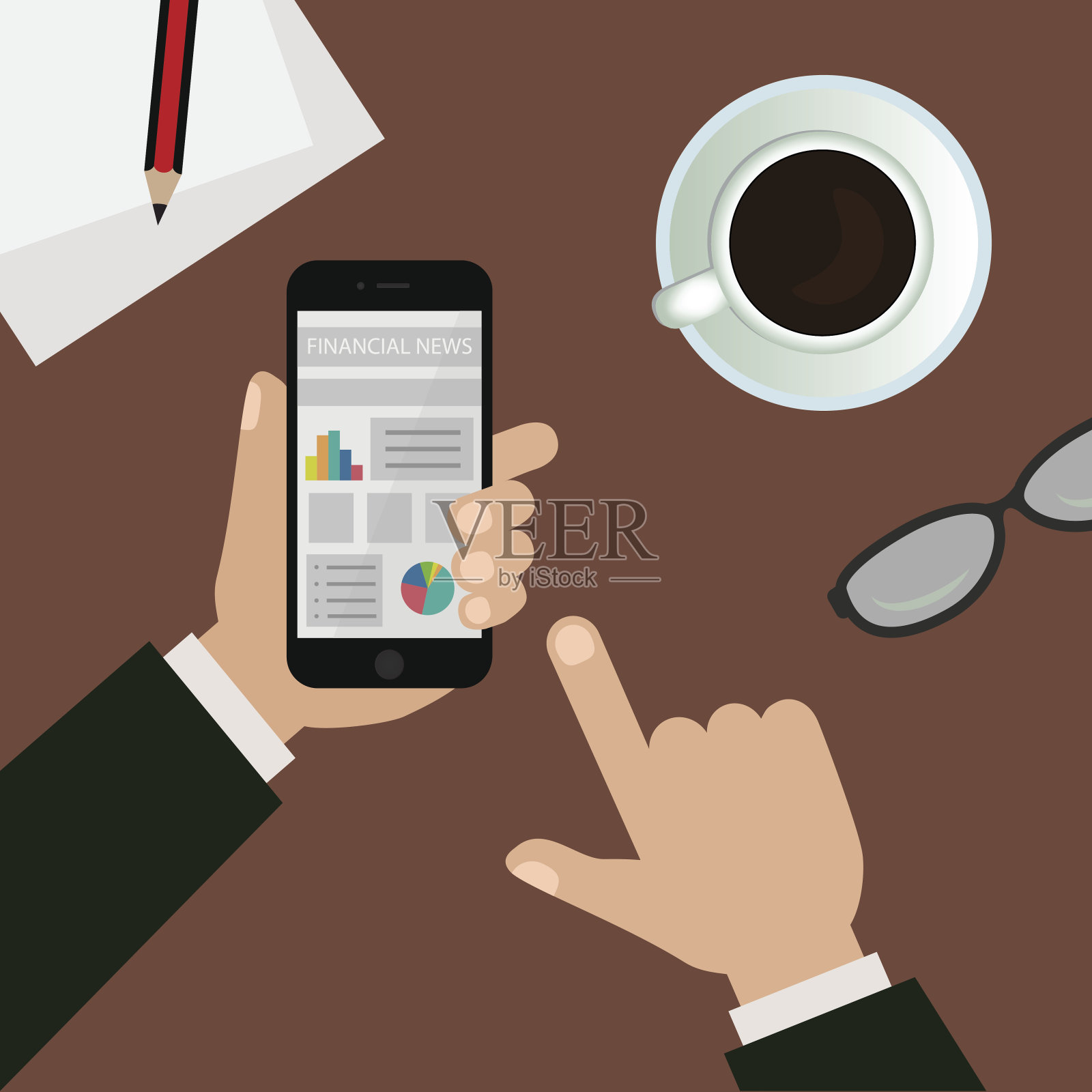 从办公室在线财经新闻插画图片素材