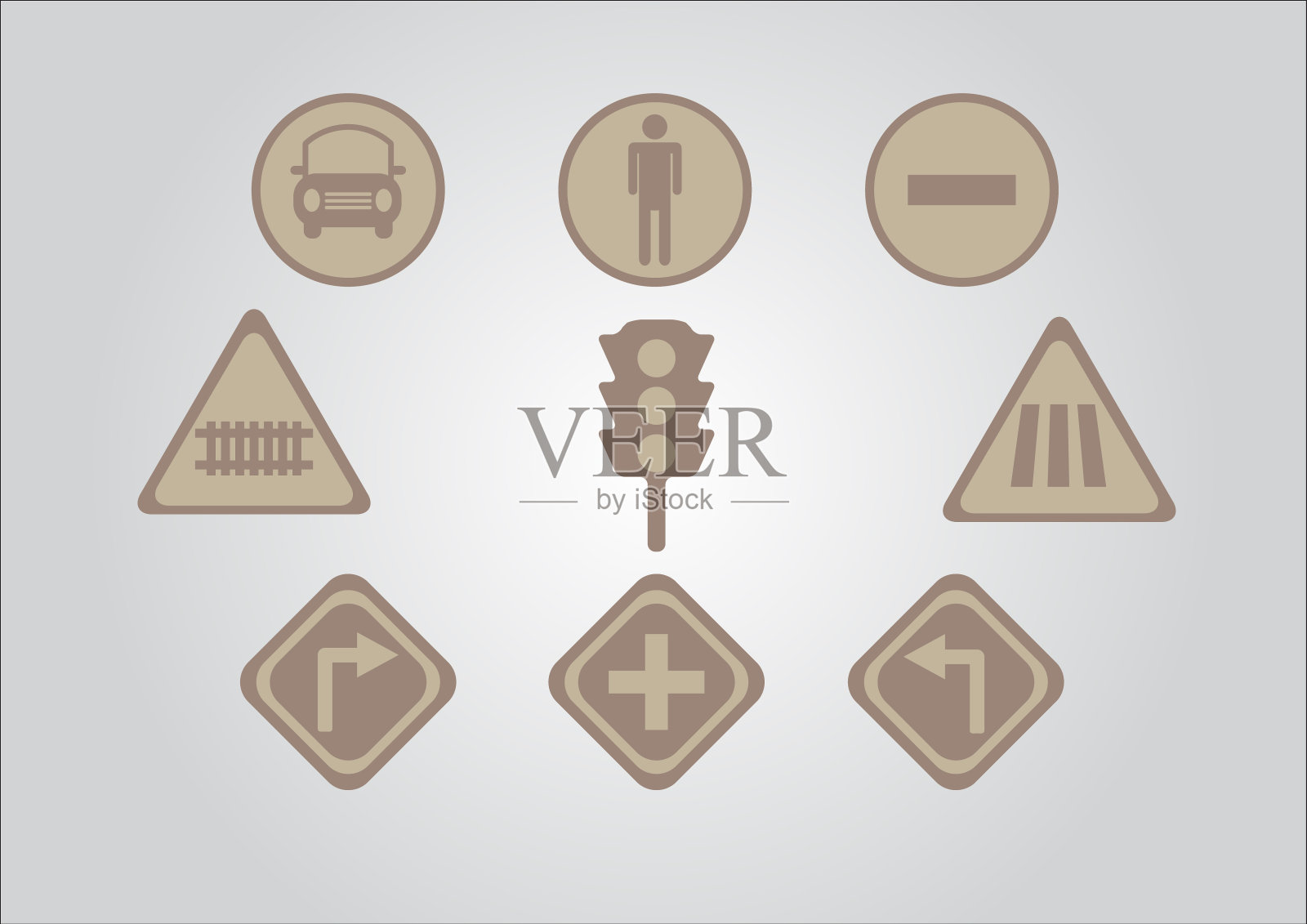 交通标志和交通灯插画图片素材