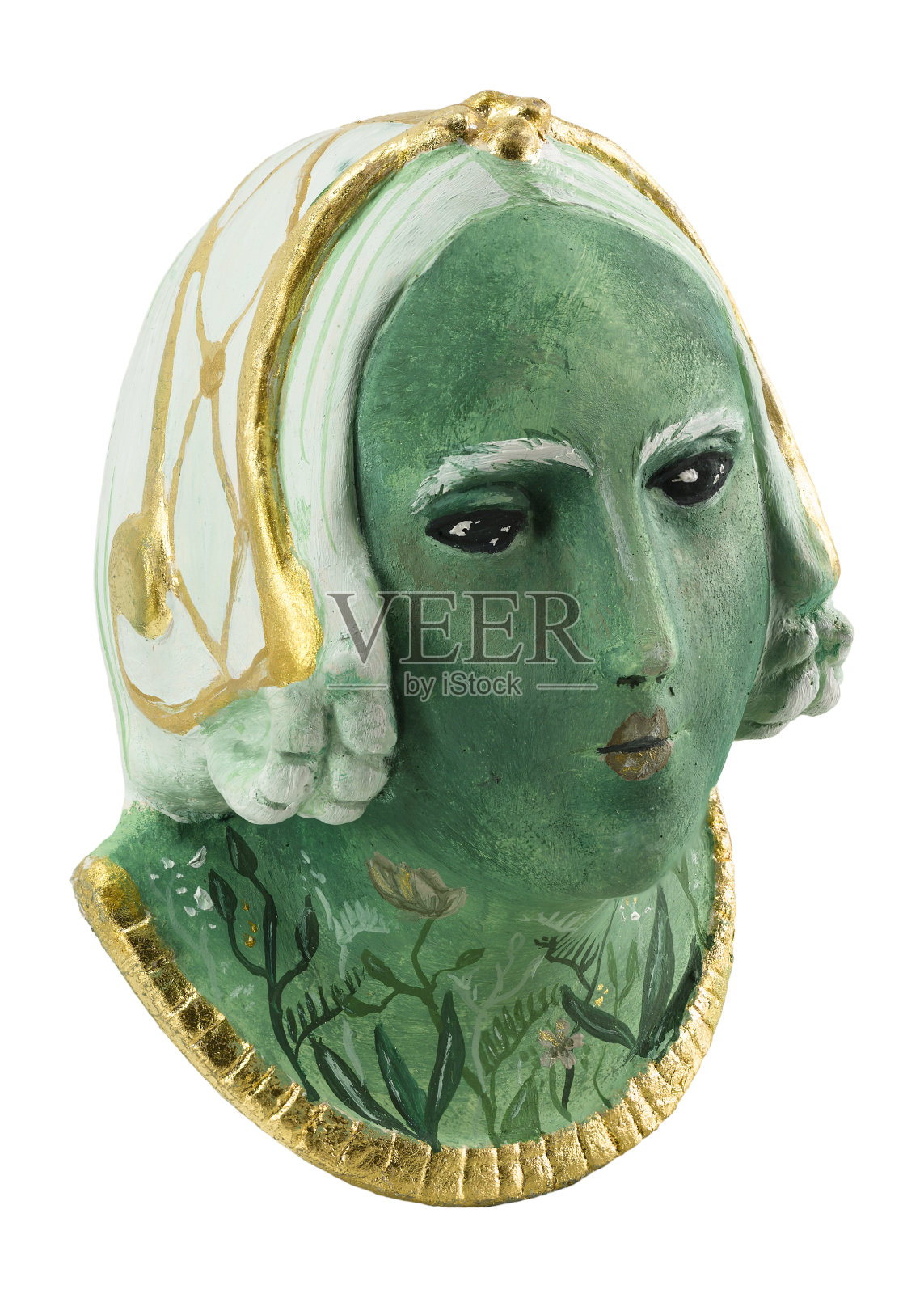 白色背景上孤立的石膏半身像照片摄影图片