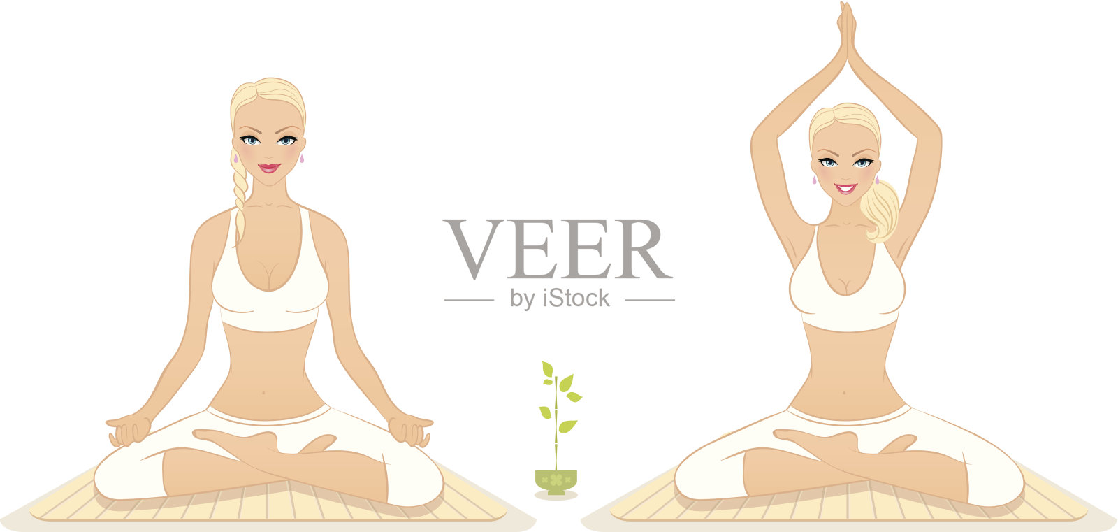 美丽的女人在做瑜伽插画图片素材