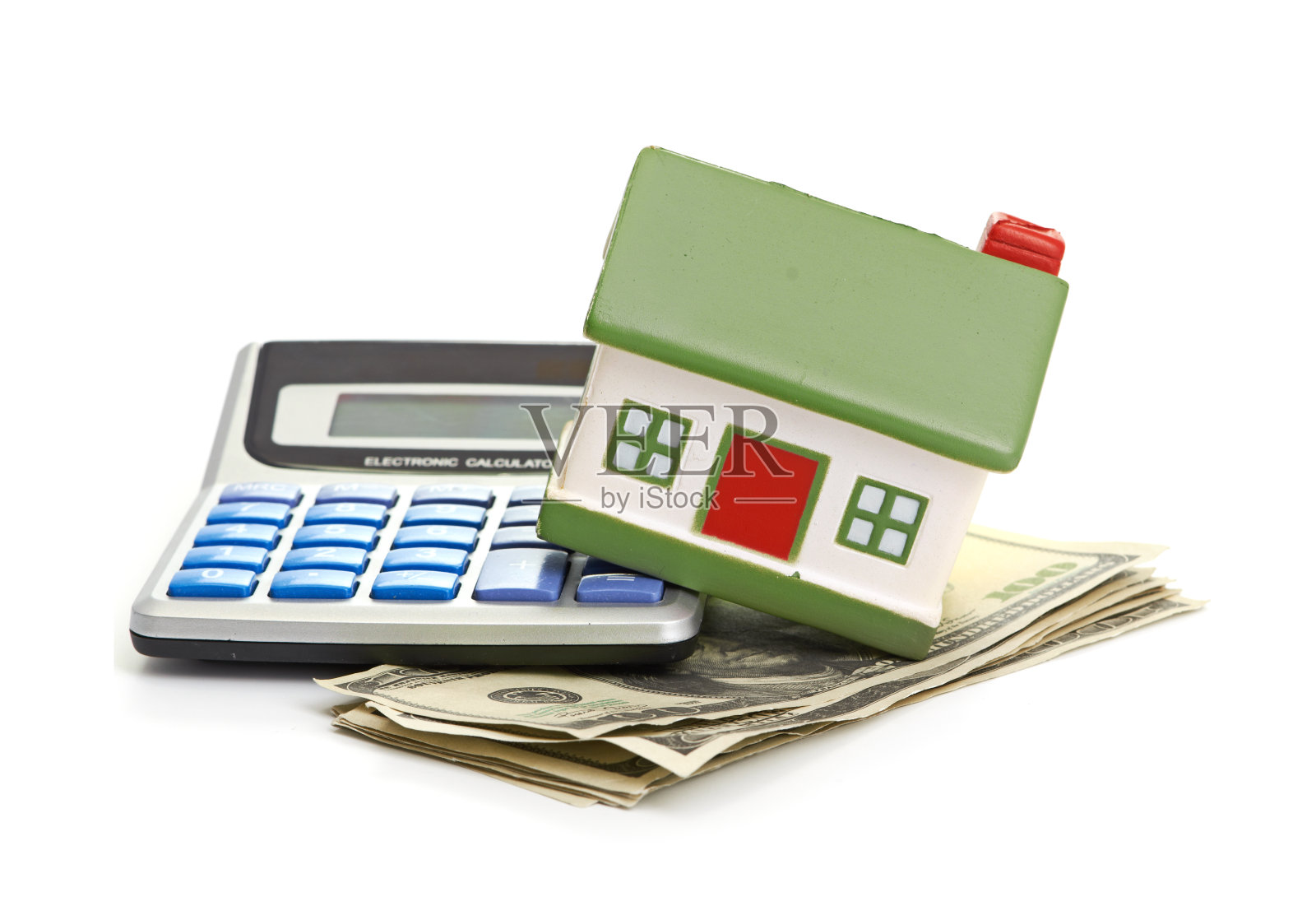 带着计算器和钱的房子照片摄影图片