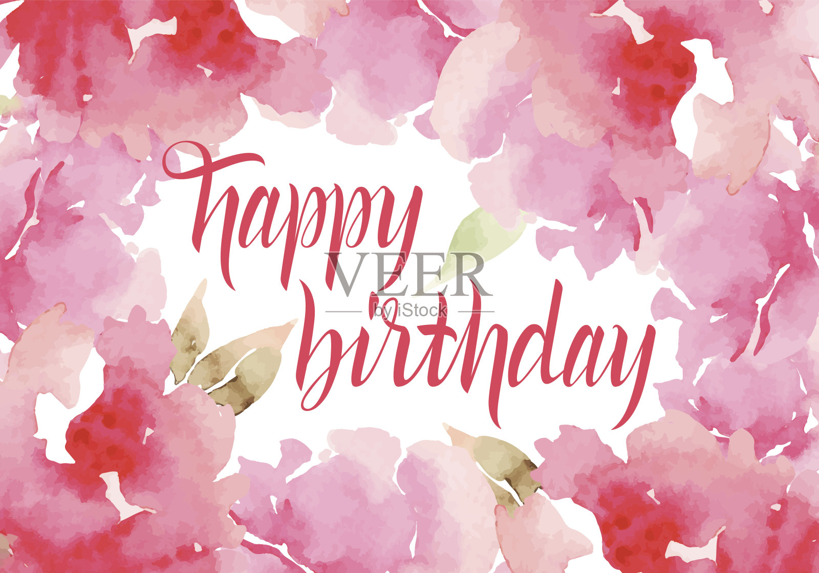 牡丹水彩。设计模板素材