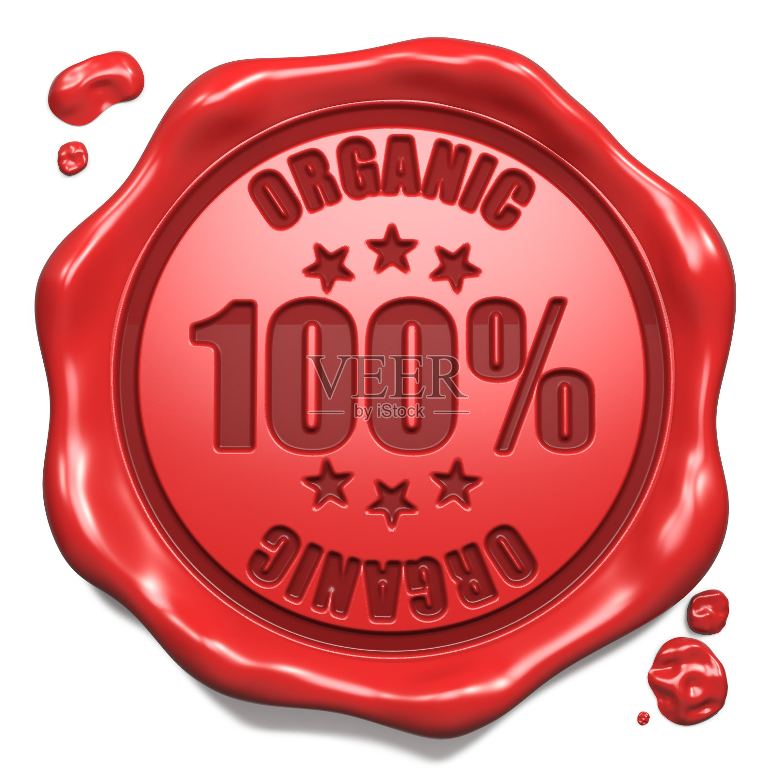 有机-邮票上的红蜡印章。照片摄影图片