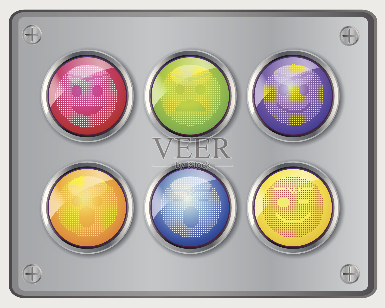 矢量组光滑的开关脸表情。图标素材