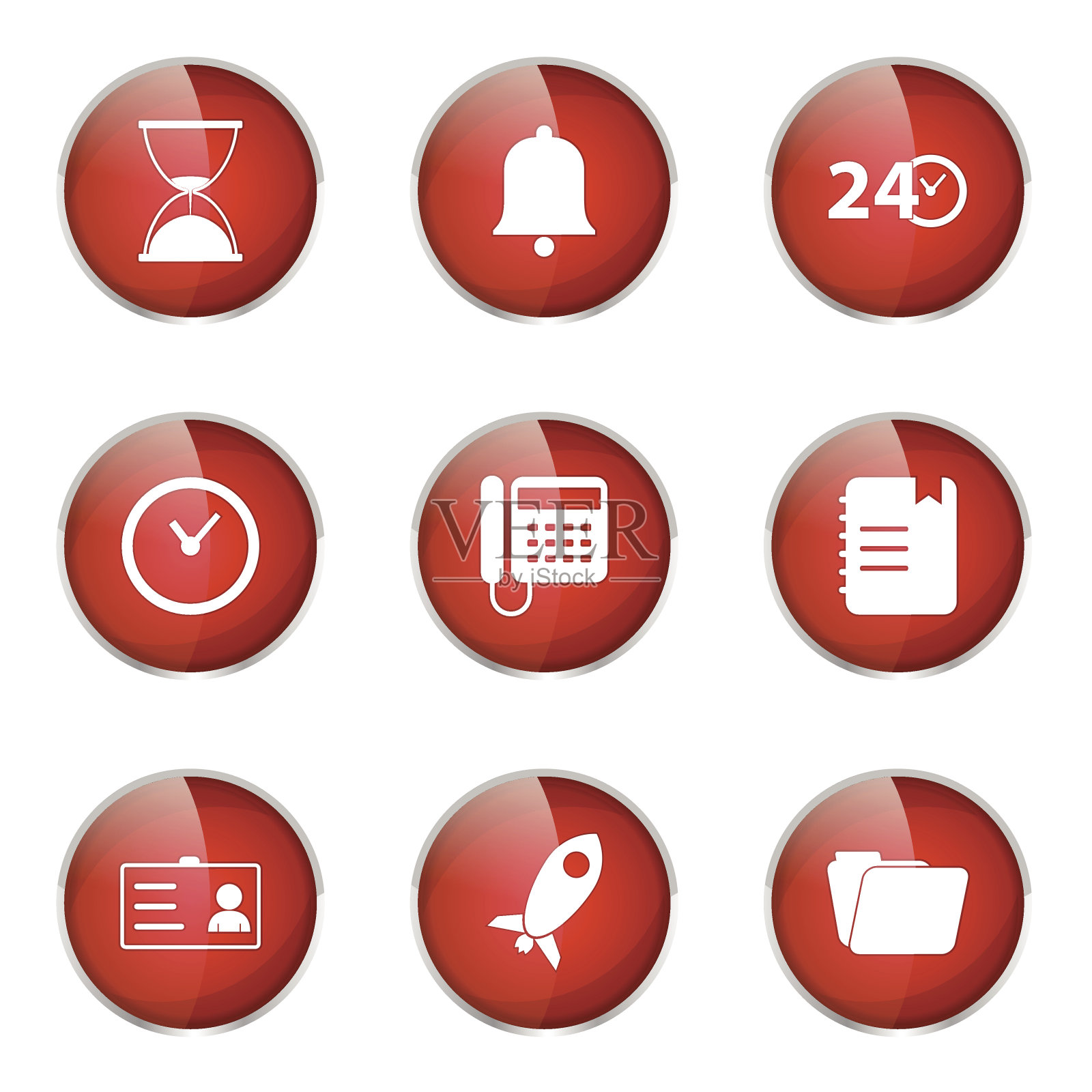 时间持续时间红色矢量按钮图标设计集图标素材