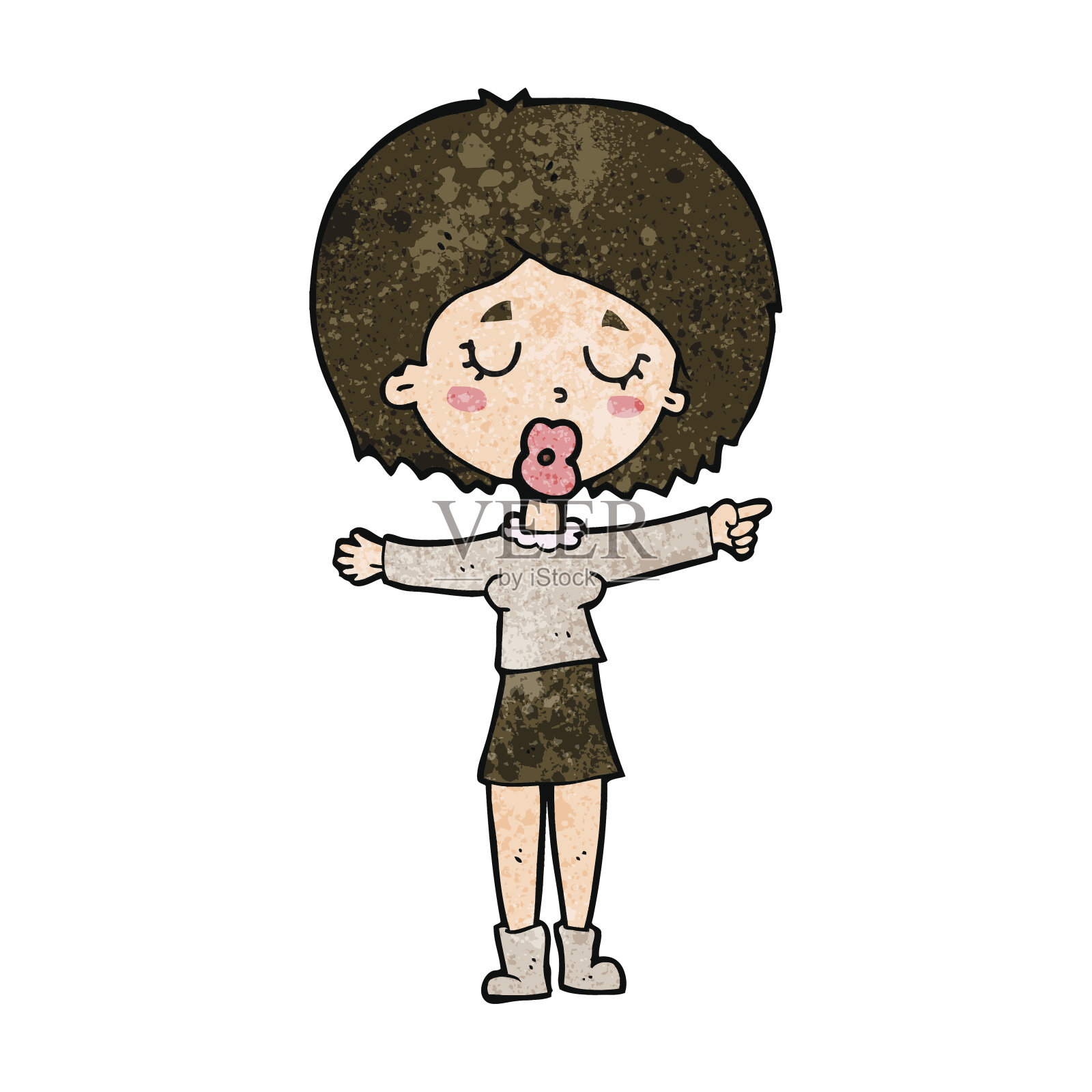 卡通指向女人插画图片素材