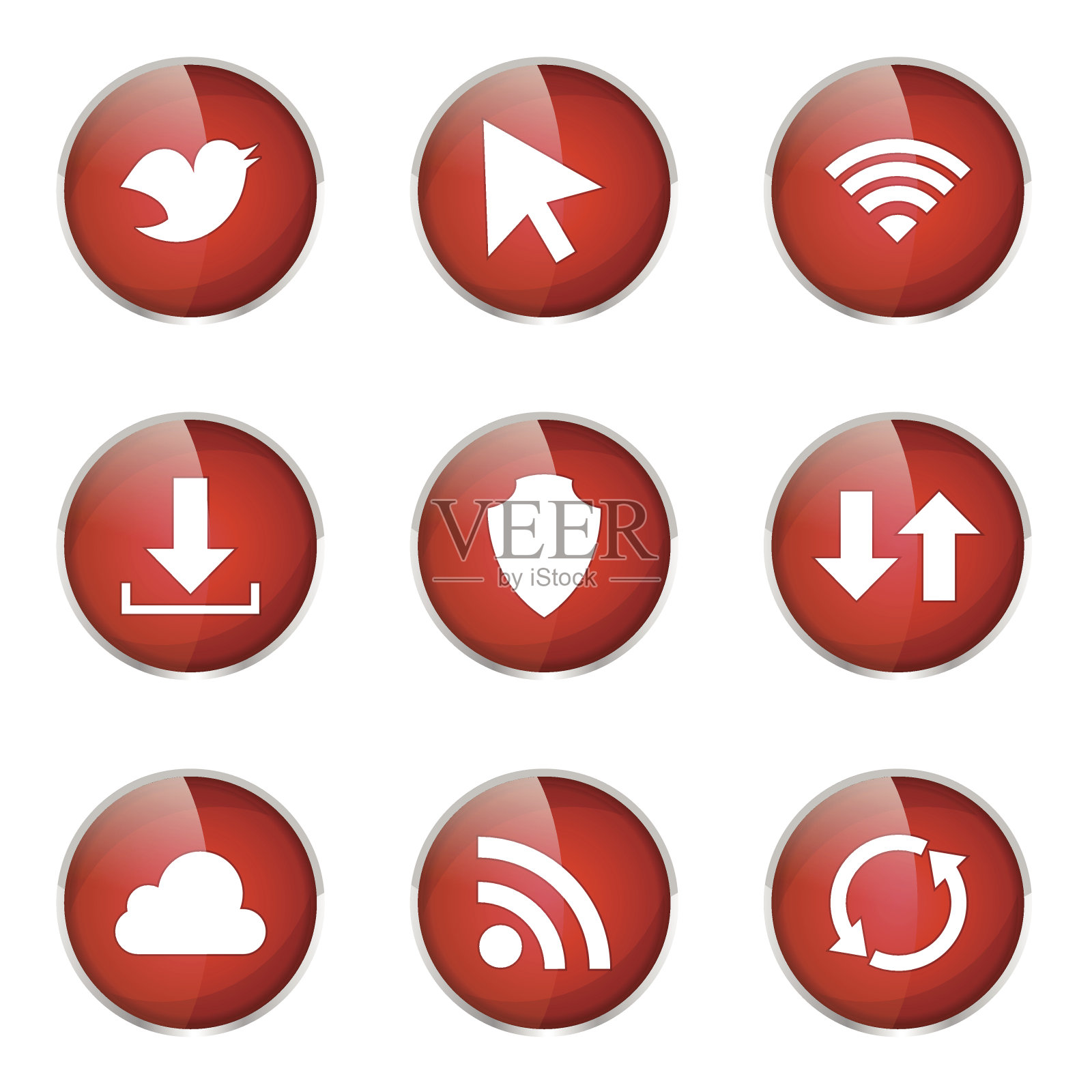 网络互联网社会红色矢量按钮图标设计集图标素材