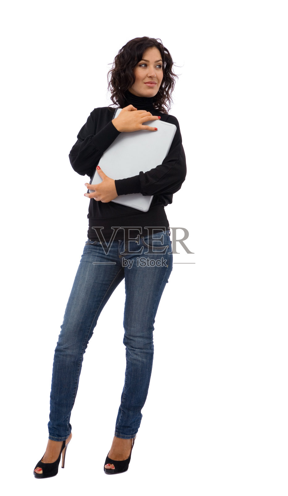 笔记本电脑的女孩照片摄影图片