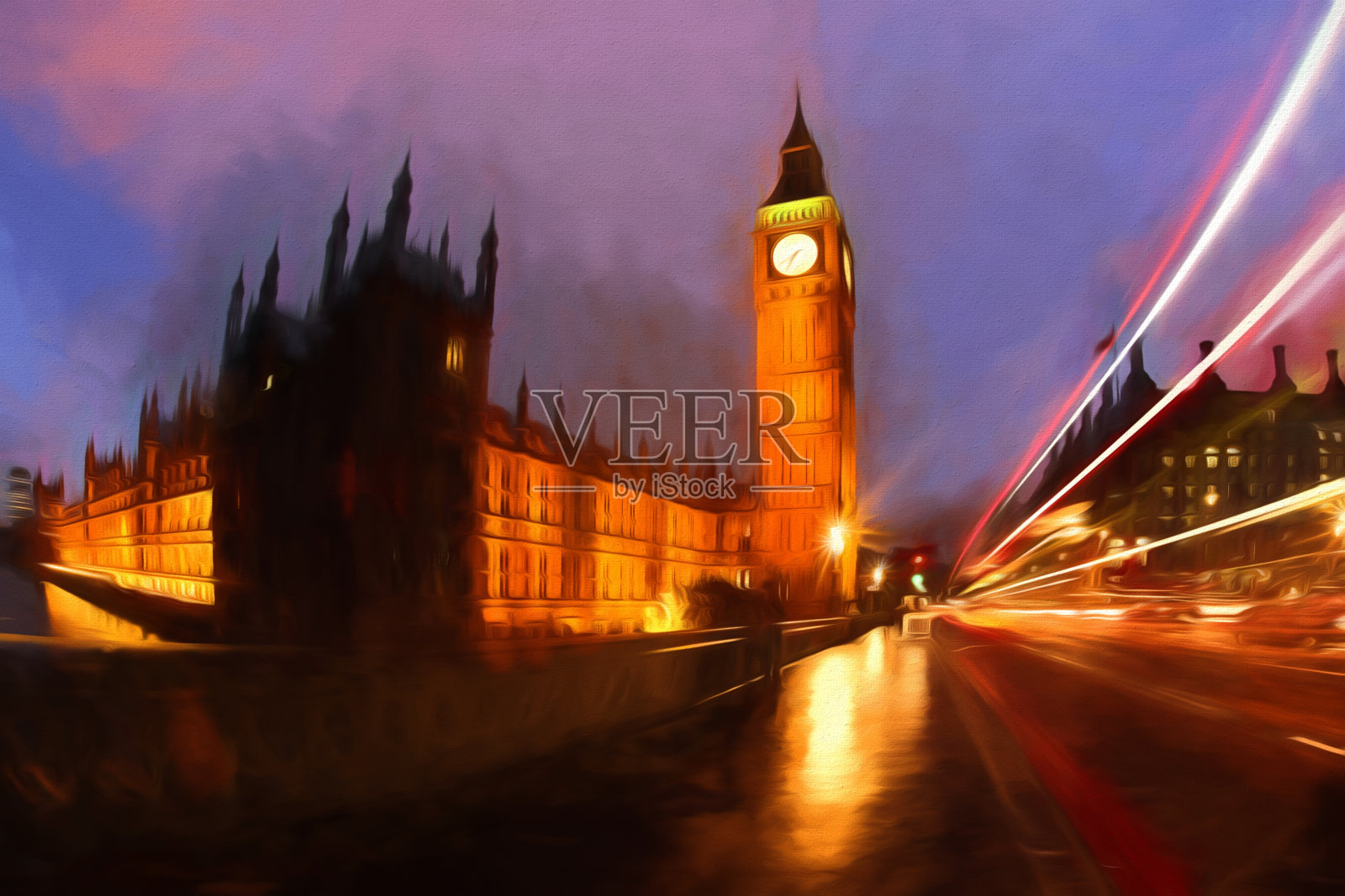 英国伦敦的大本钟，艺术风格照片摄影图片