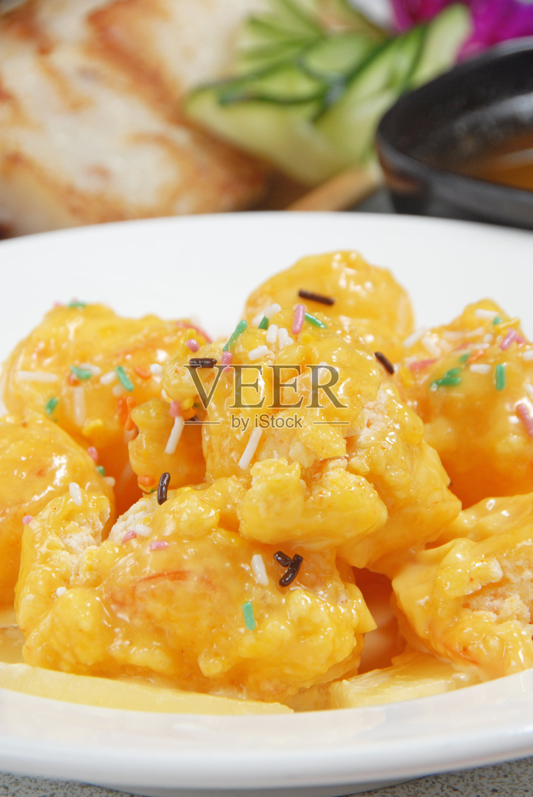 菠萝虾球照片摄影图片