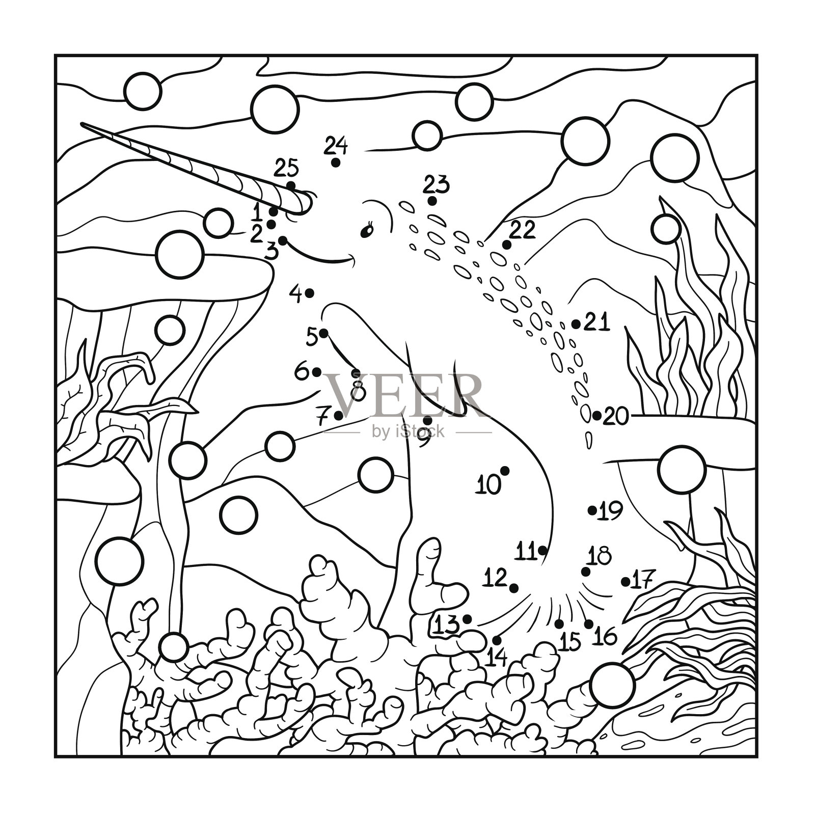 数字游戏(独角鲸)插画图片素材