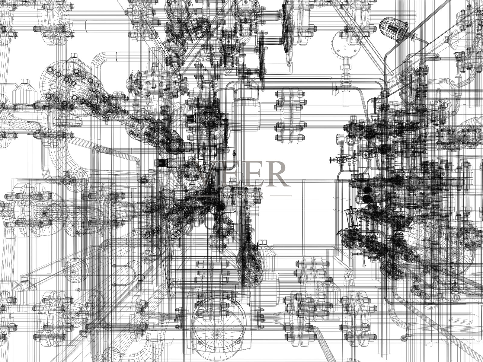 工业设备。线框显示照片摄影图片