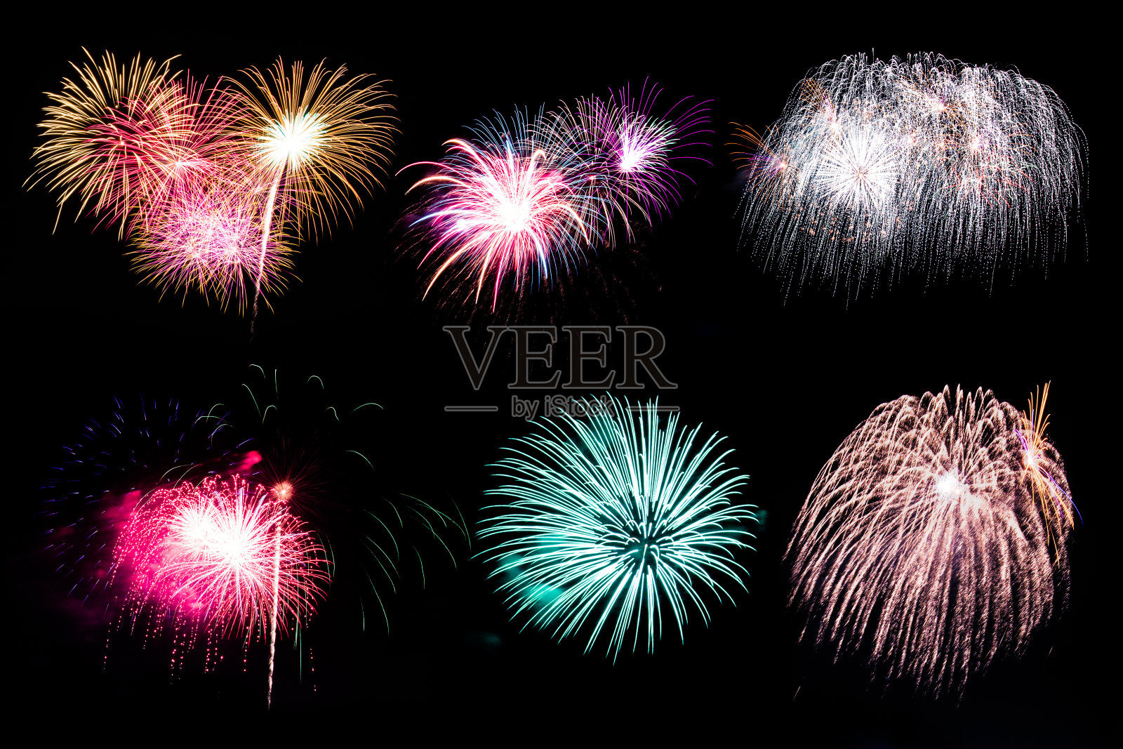 孤立的烟花在黑暗的天空照片摄影图片