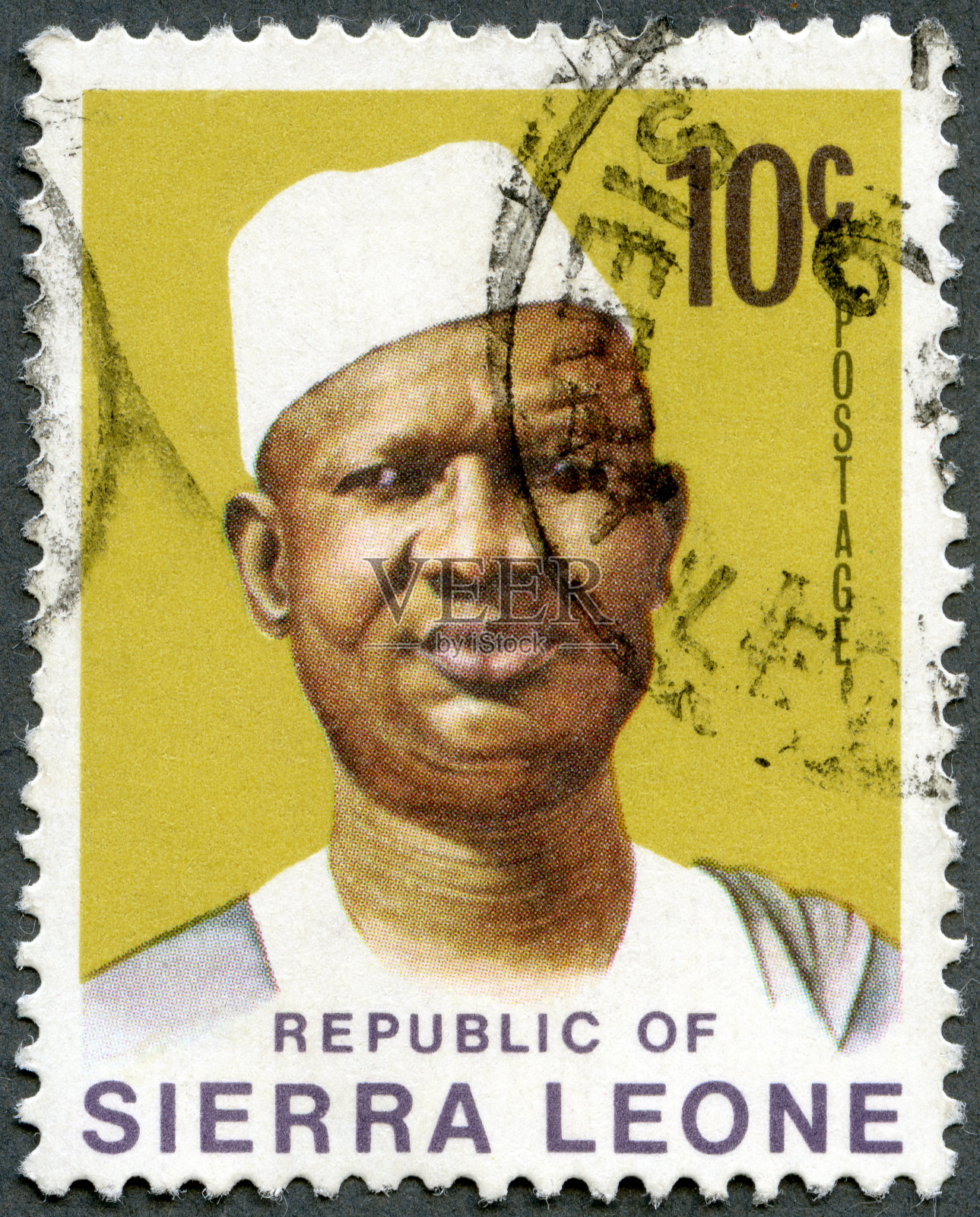 1972年塞拉利昂邮票上的总统Siaka Stevens照片摄影图片