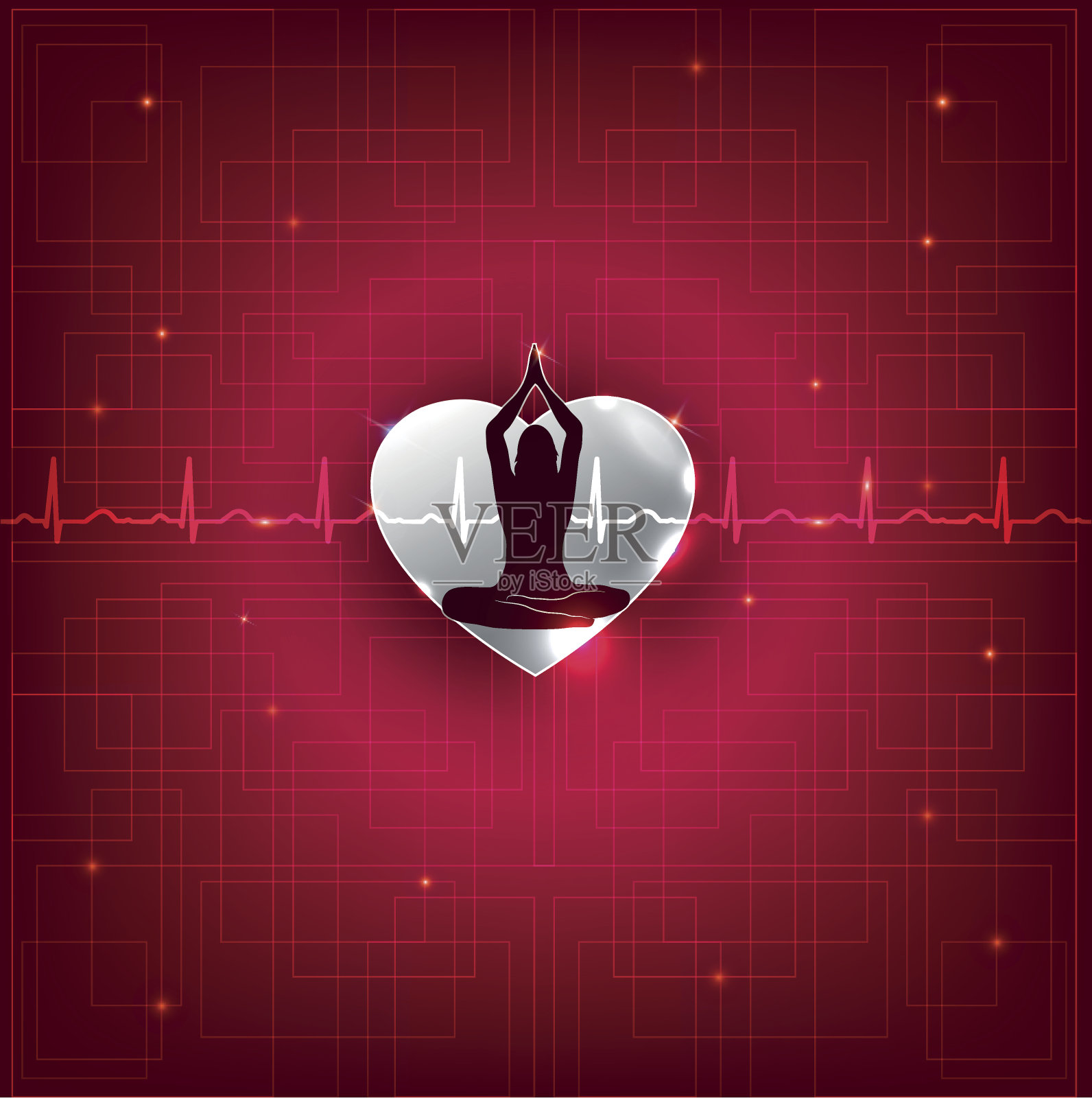 女人在心的前面沉思插画图片素材