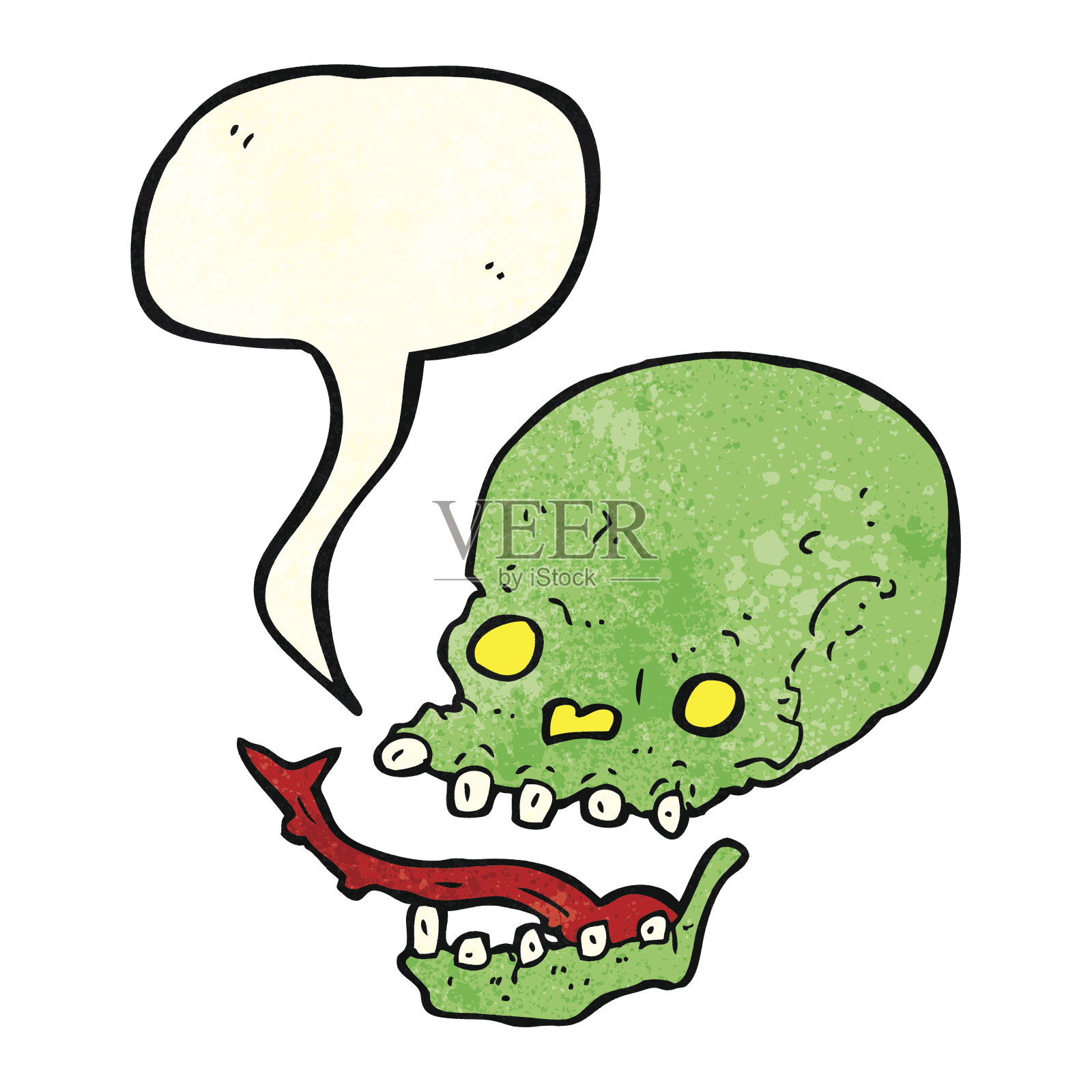 卡通幽灵头骨与讲话气泡设计元素图片