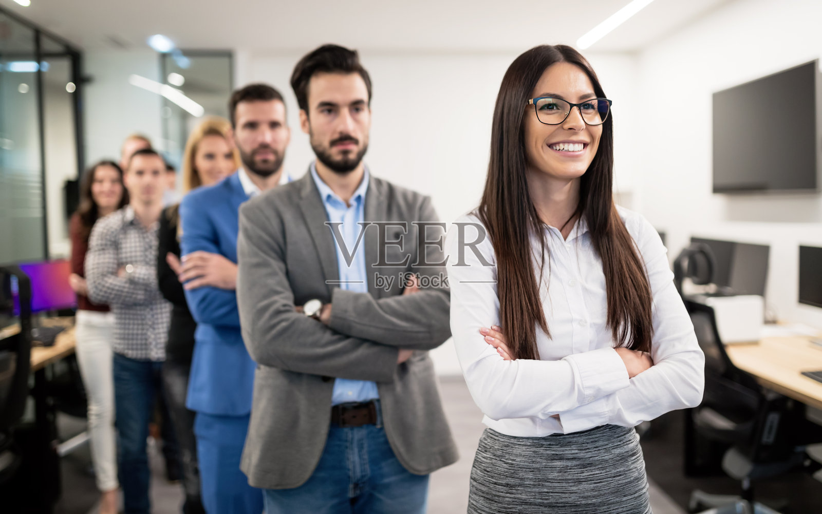 一群快乐的商业人士照片摄影图片