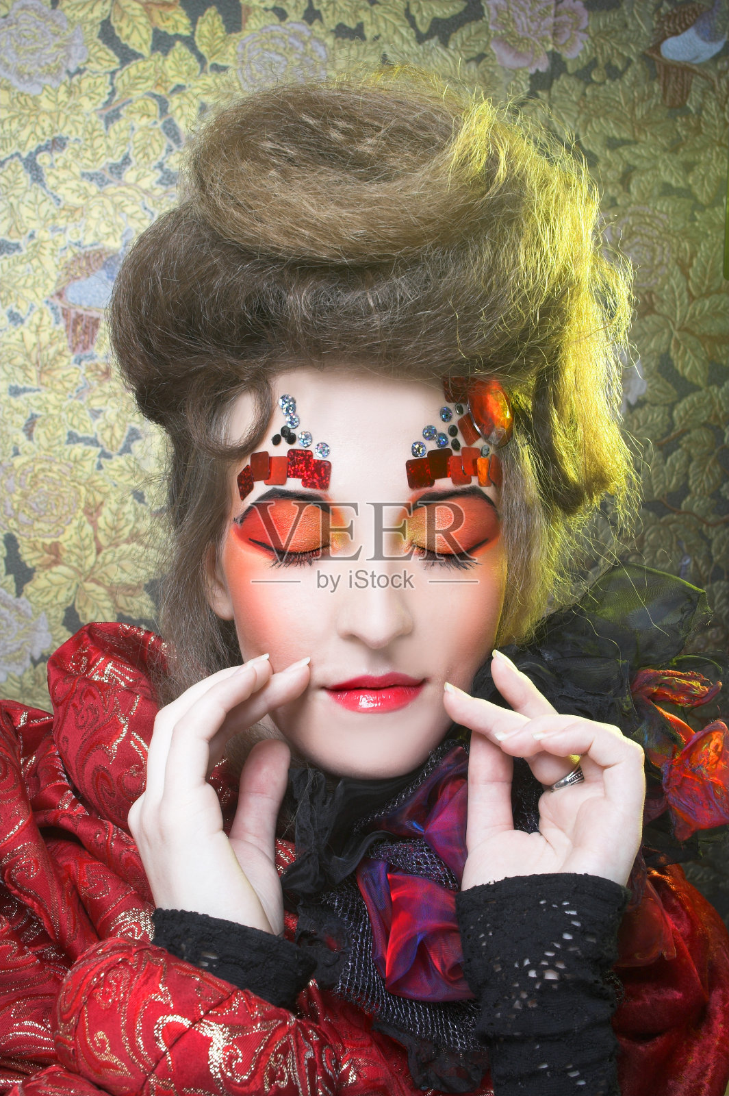 女士用红色。照片摄影图片