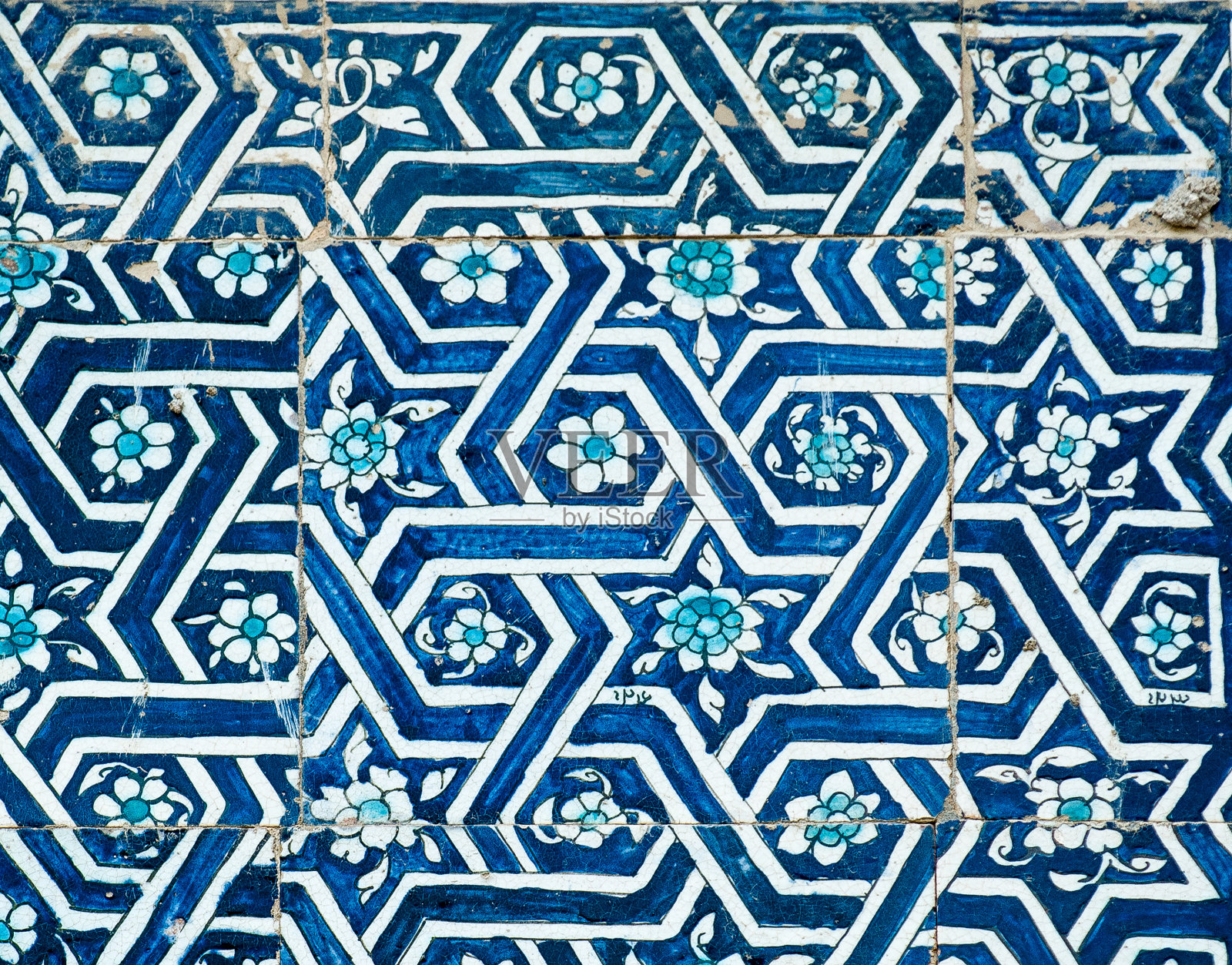 带有东方装饰的瓷砖背景照片摄影图片