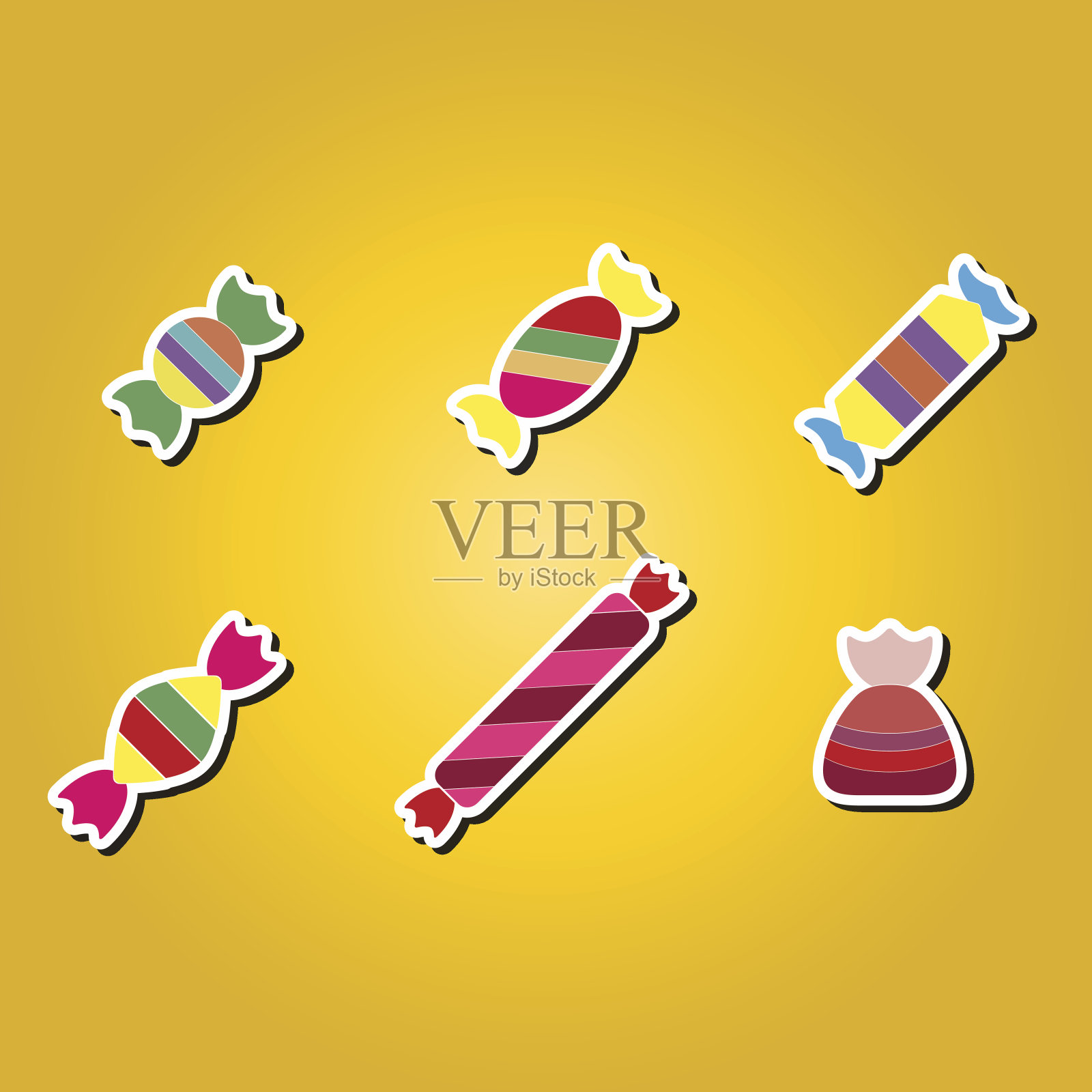 一套彩色图标与糖果为您的设计设计元素图片