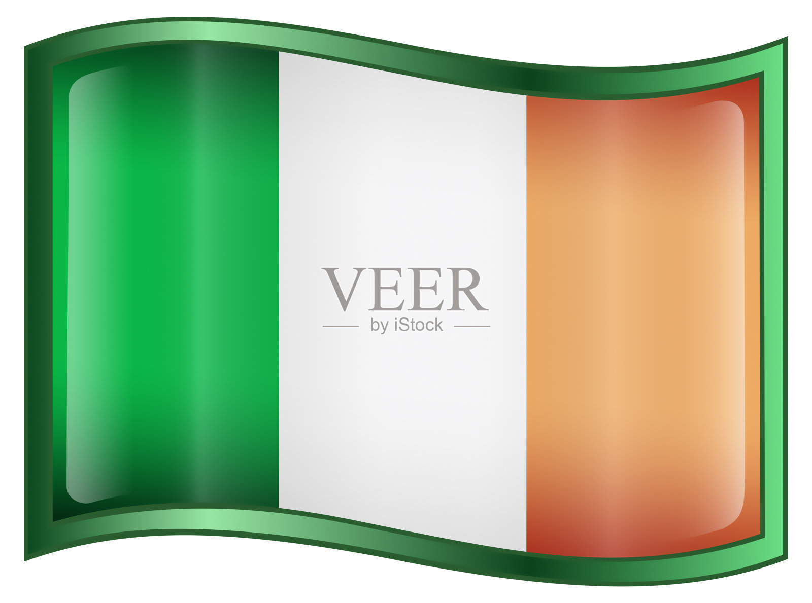 爱尔兰国旗图标，孤立在白色背景。照片摄影图片