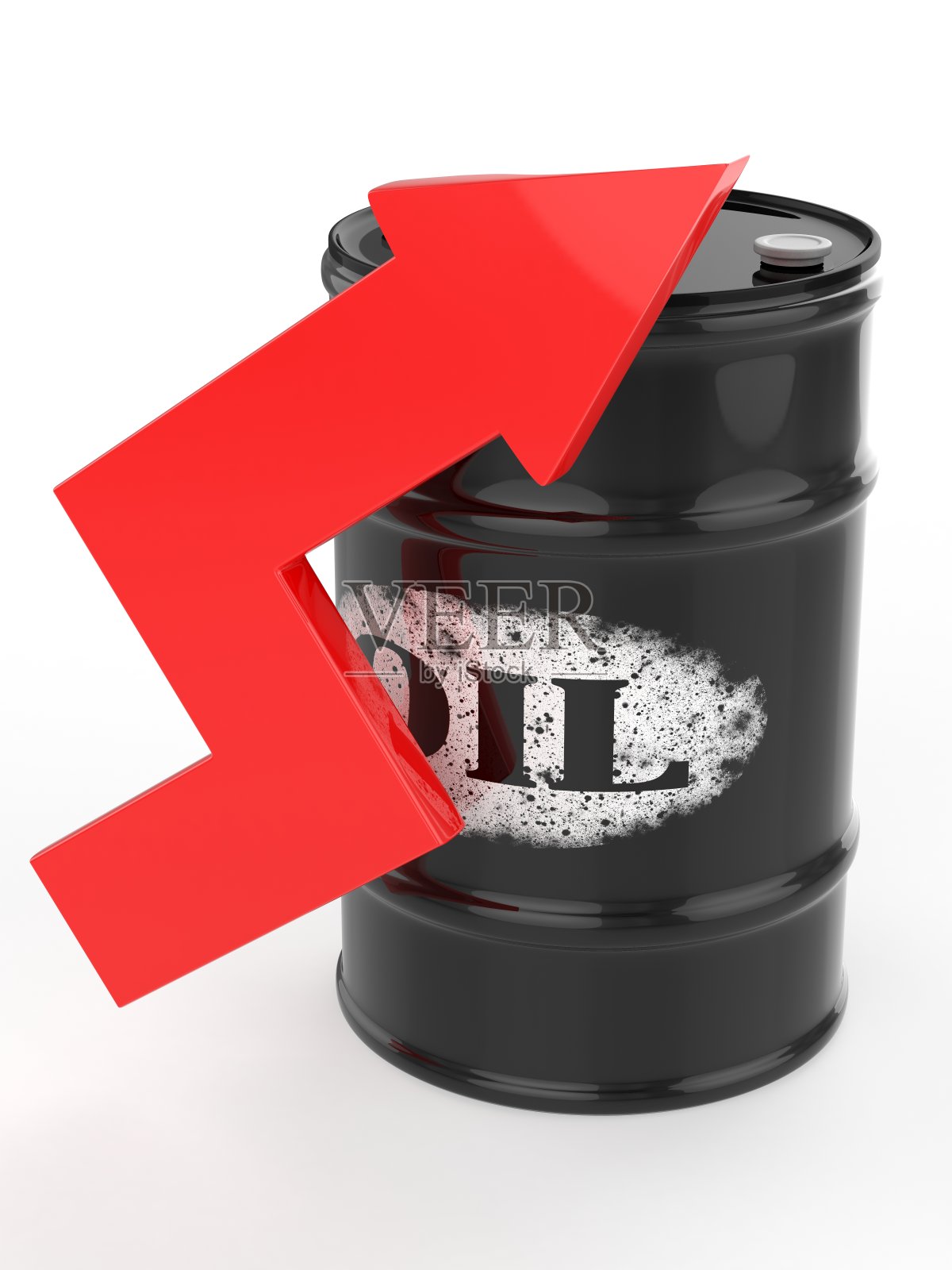 红色箭头向上的油桶照片摄影图片