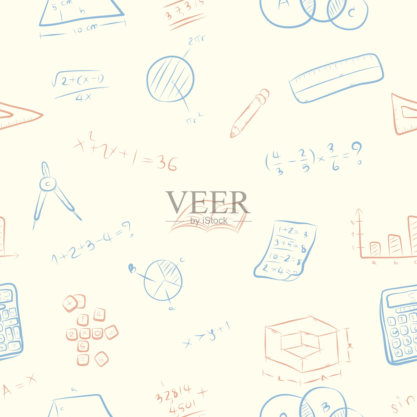 数学无缝模式背景插画图片素材