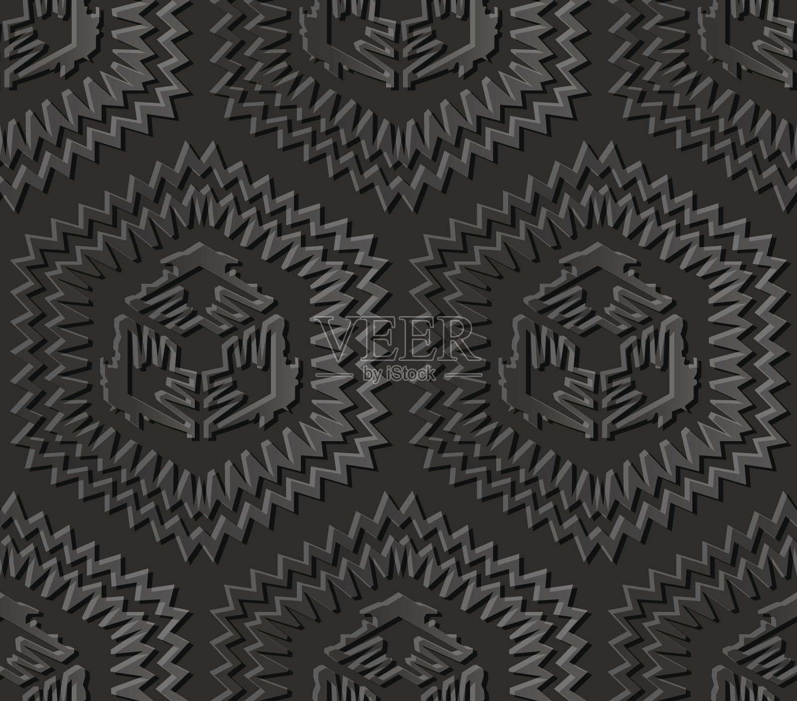 深色3D纸艺术555古董锯齿边多边形几何插画图片素材