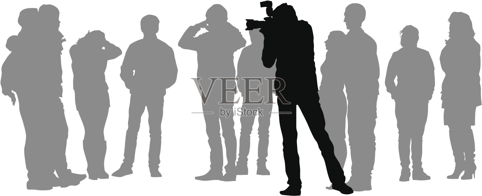 人群和摄影师插画图片素材