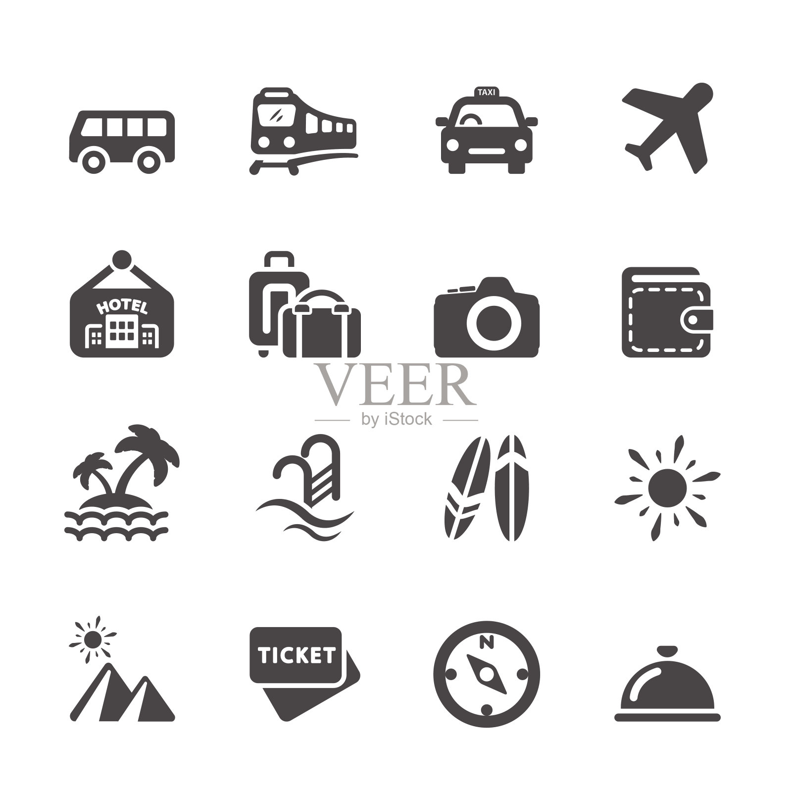 旅行和度假图标设置5，矢量eps10图标素材