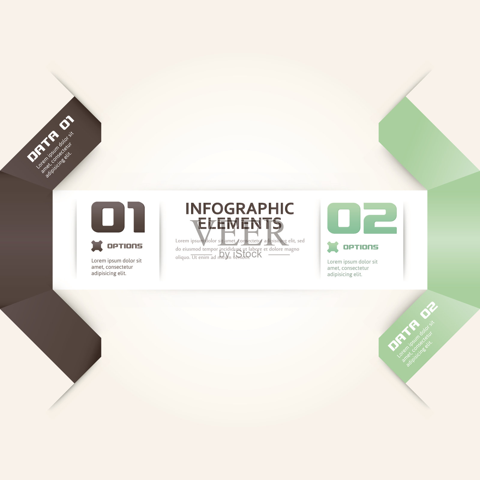 现代折纸风格数字选项信息图横幅插画图片素材