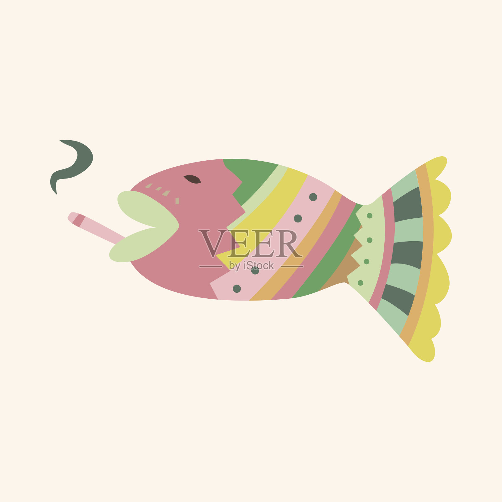 鱼主题元素向量，eps插画图片素材