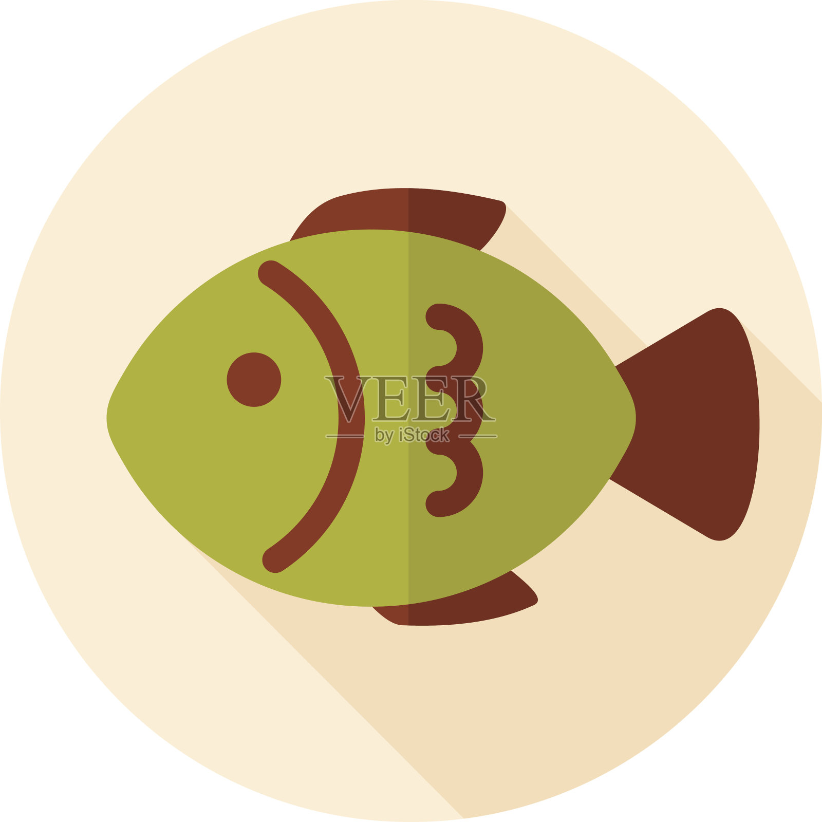 鱼平图标与长影子插画图片素材