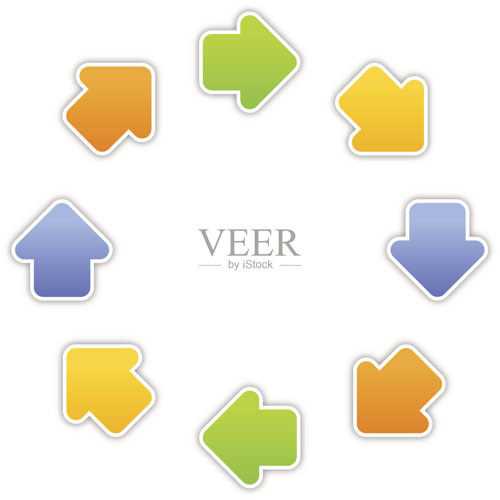 箭头贴纸颜色标签缎面图标web按钮灰色阴影图标素材