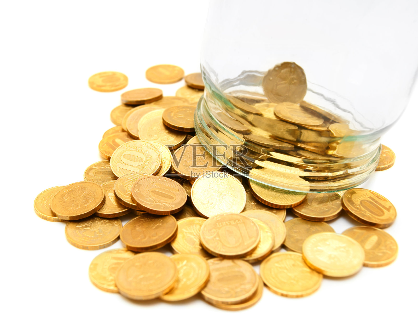 硬币和银行。照片摄影图片