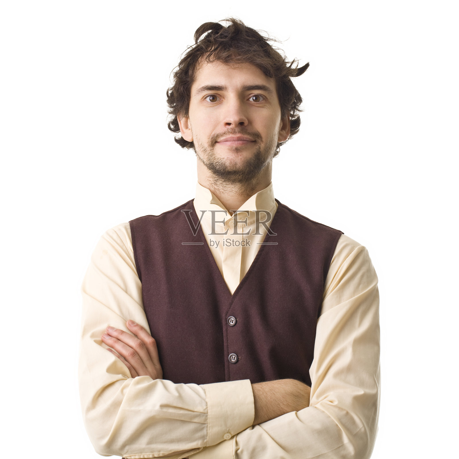 年轻酷复古人微笑肖像。照片摄影图片