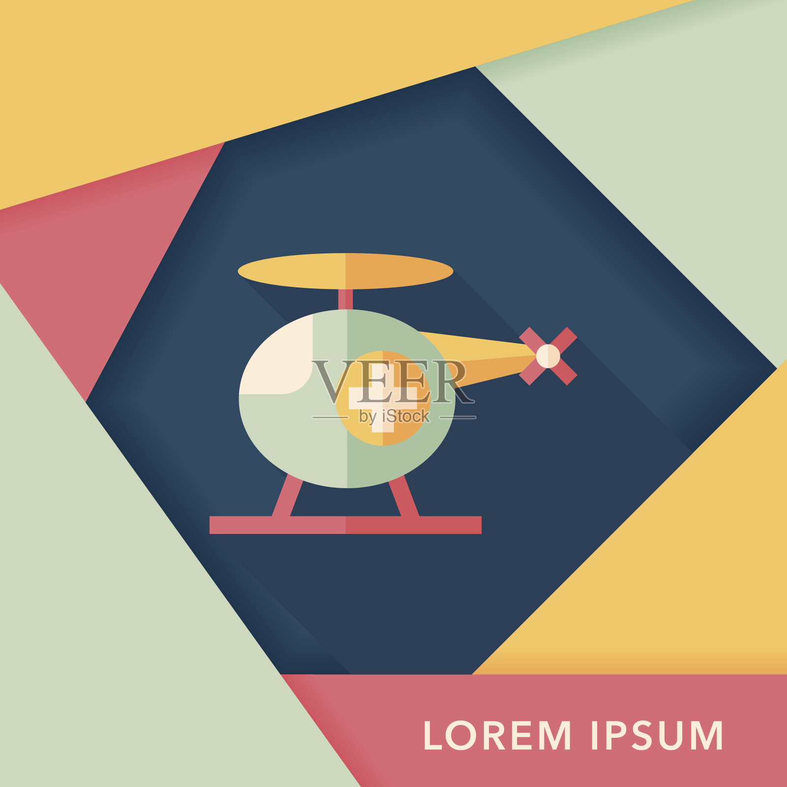 医疗直升机与长影子的平面图标，eps10插画图片素材